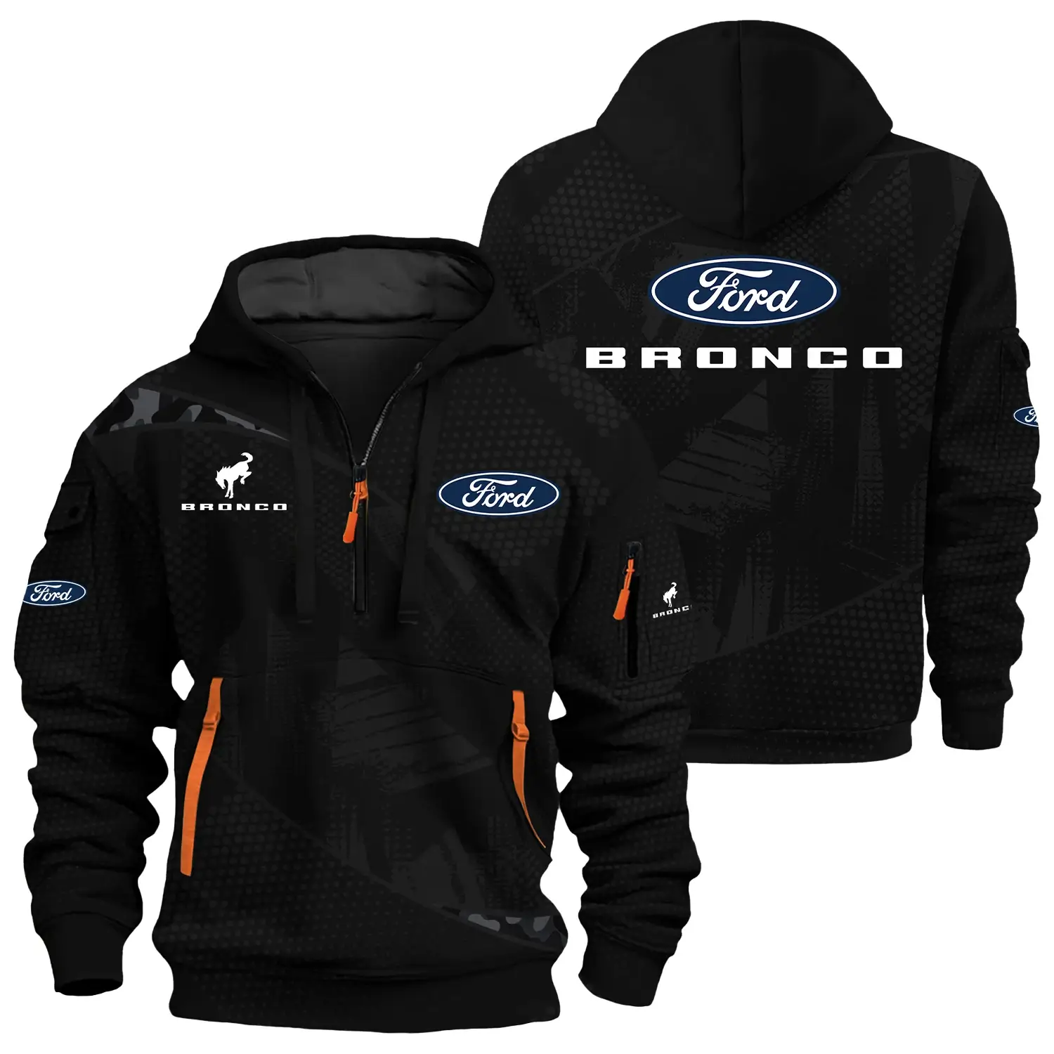 Ford Bronco Exclusive Logo Half Zipper Hoodie CARHHZ110612FFBZ – Ford Bronco Hoodie
