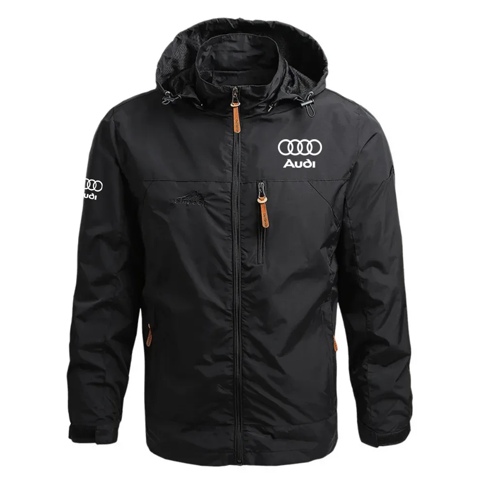 Audi Exclusive Logo Waterproof Outdoor Jacket Detachable Hood Windbreaker HTWOJAUZZ – Audi Jacket