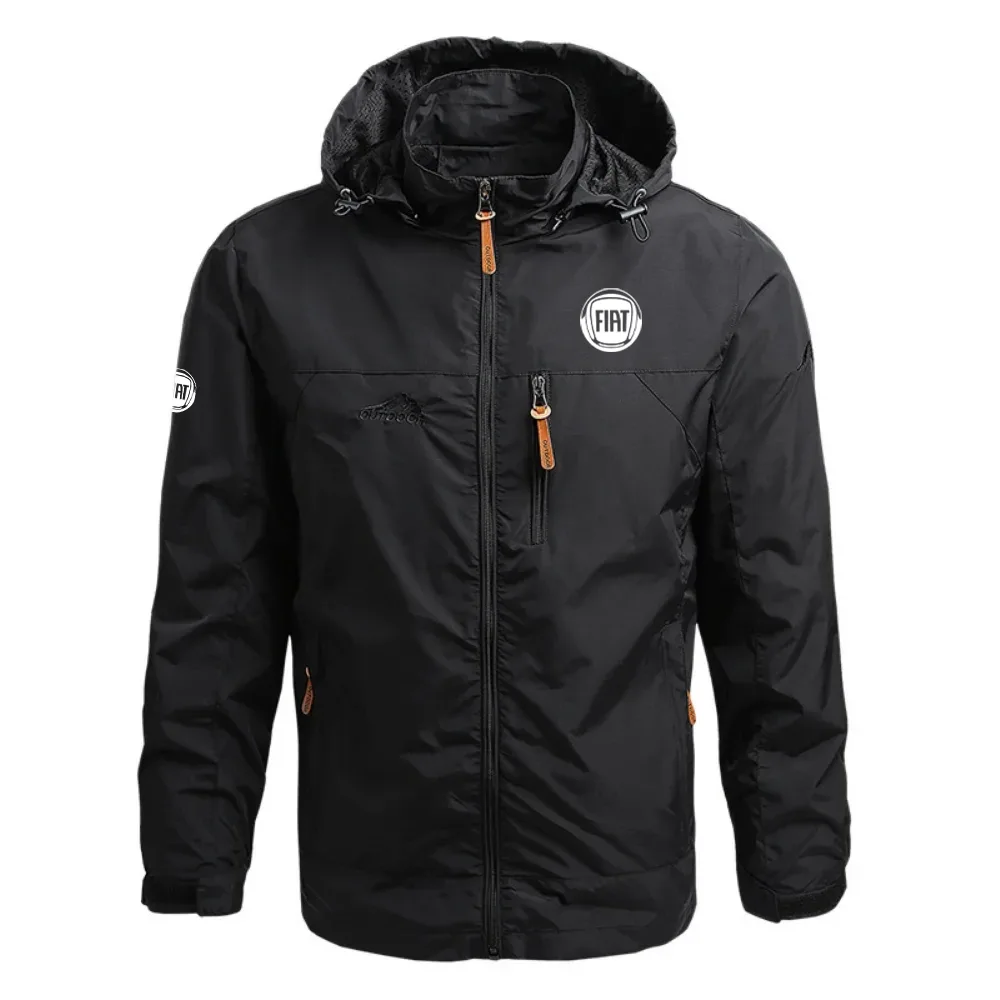 Fiat Exclusive Logo Waterproof Outdoor Jacket Detachable Hood Windbreaker HTWOJFTZZ – Fiat Jacket