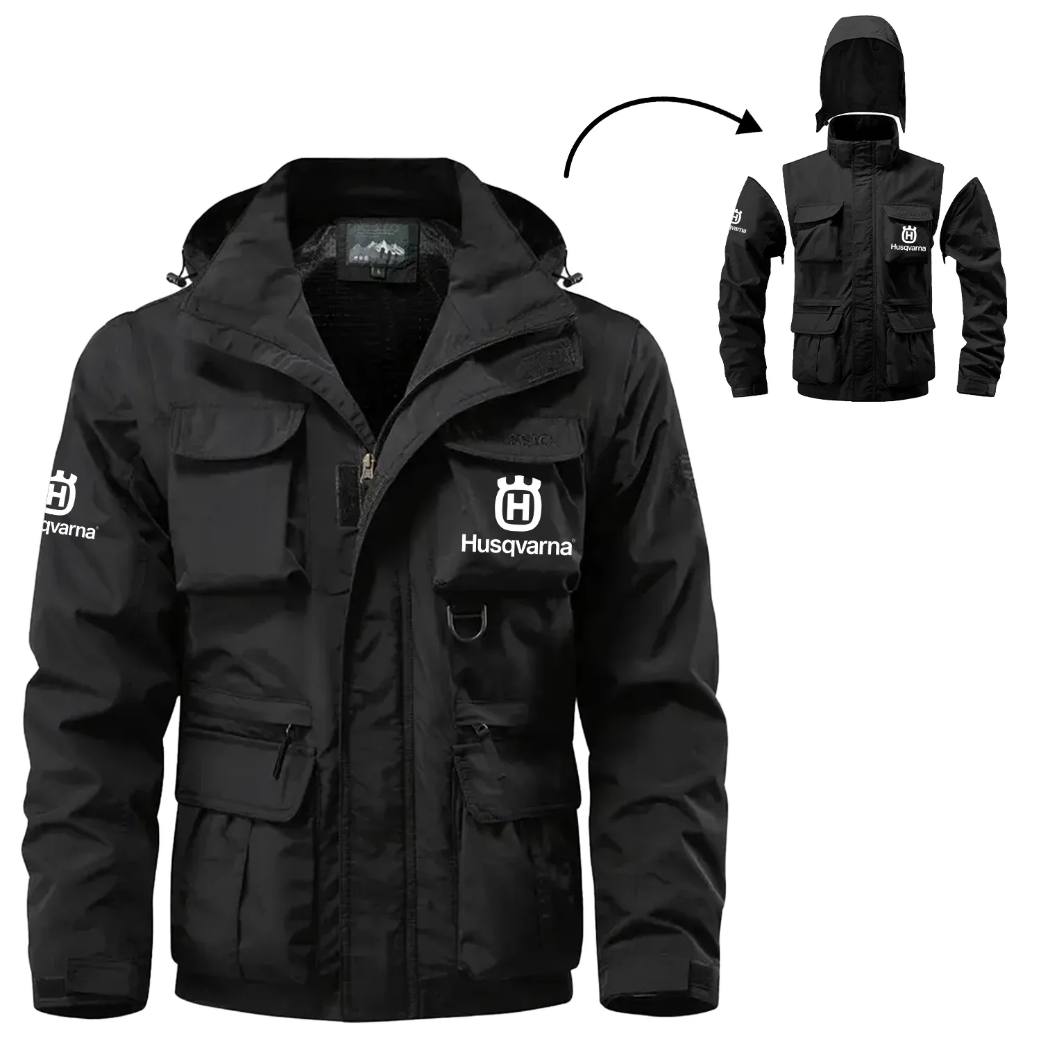Husqvarna Exclusive Logo Waterproof Multi Pocket Jacket Detachable Hood and Sleeves OSMTB2MPJ12HQZ – Husqvarna Jacket Husqvarna Exclusive Logo Waterproof Multi Pocket Jacket Detachable Hood and Sleeves OSMTB2MPJ12HQZ – Husqvarna Jacket