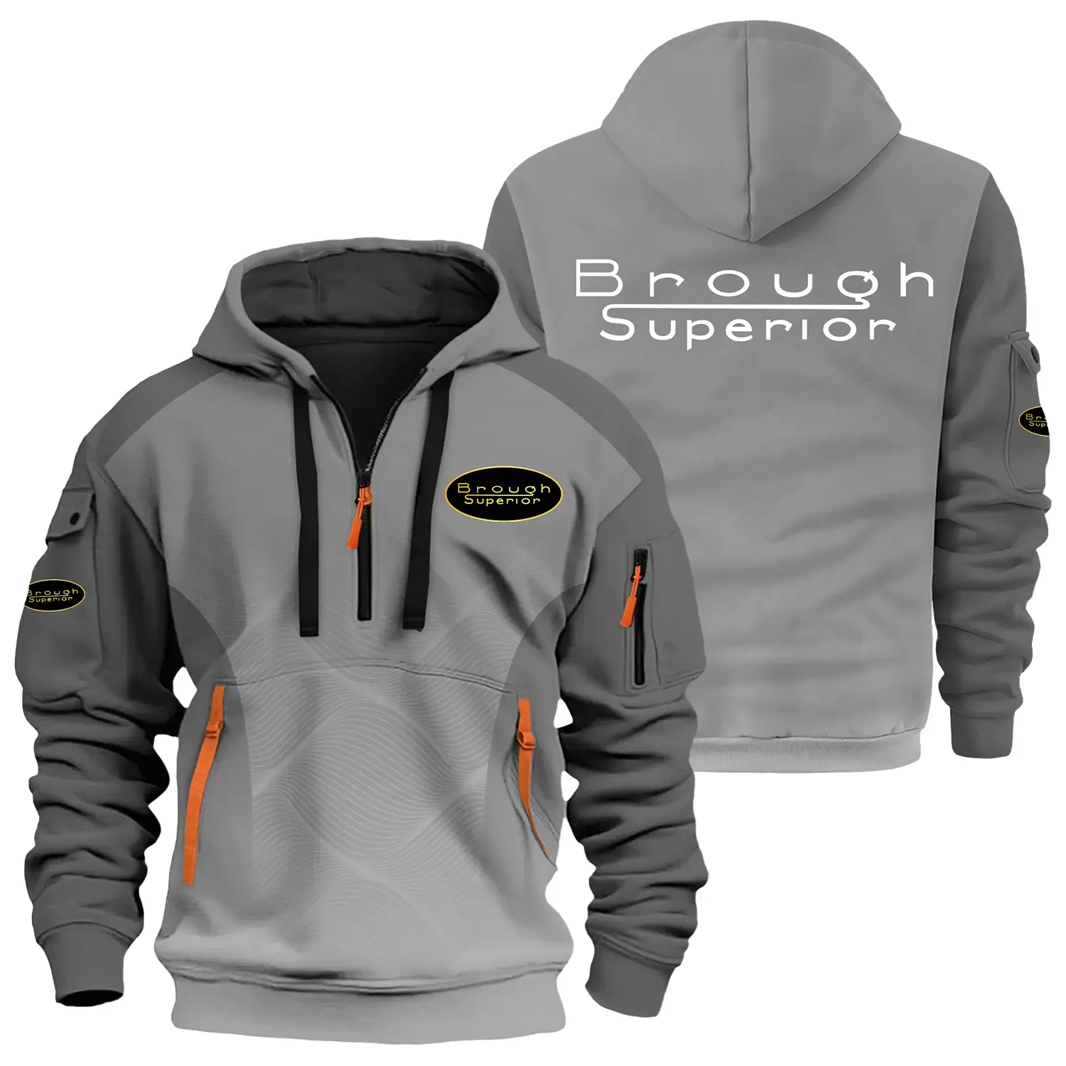 Brough Superior Exclusive Logo Half Zipper Hoodie OSMTB3DHHZ005BGSZ – Brough Superior Hoodie – Brough Superior Hoodie