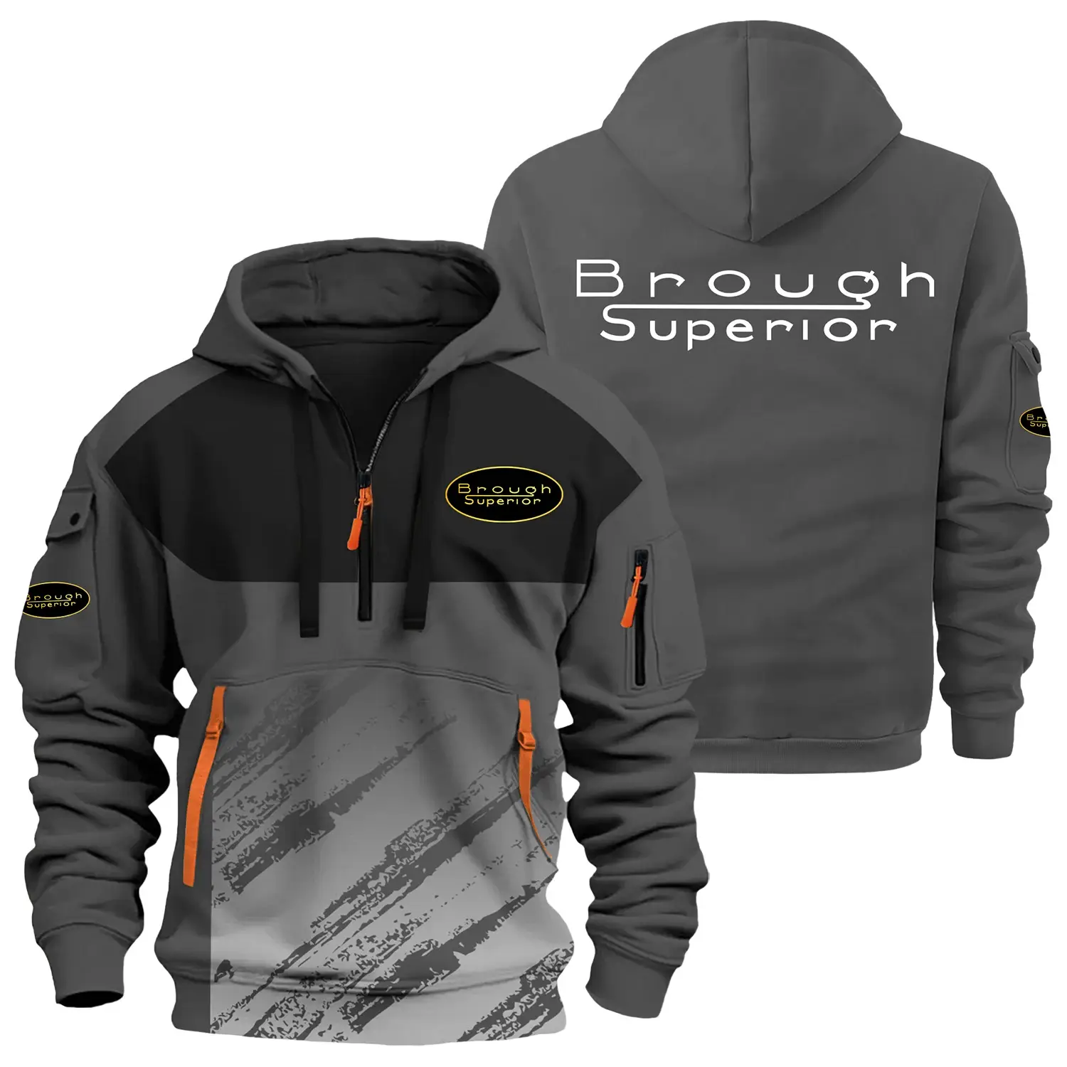 Brough Superior Exclusive Logo Half Zipper Hoodie OSMTBHHZ3D004BGSZ – Brough Superior Hoodie – Brough Superior Hoodie