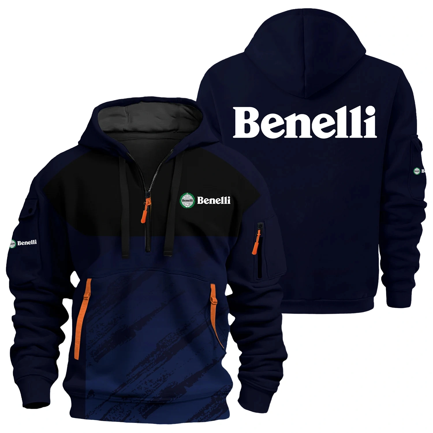 Benelli Exclusive Logo Half Zipper Hoodie OSMTBHHZ3D121104BNZ – Benelli Hoodie