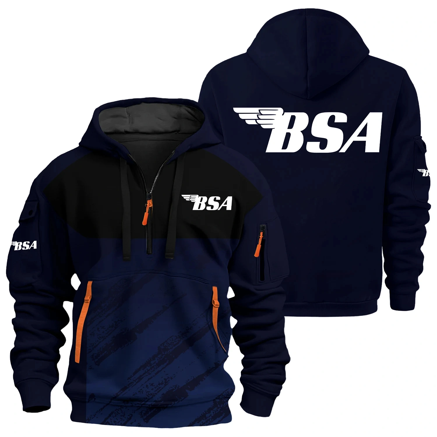BSA Exclusive Logo Half Zipper Hoodie OSMTBHHZ3D121104BSAZ – BSA Hoodie