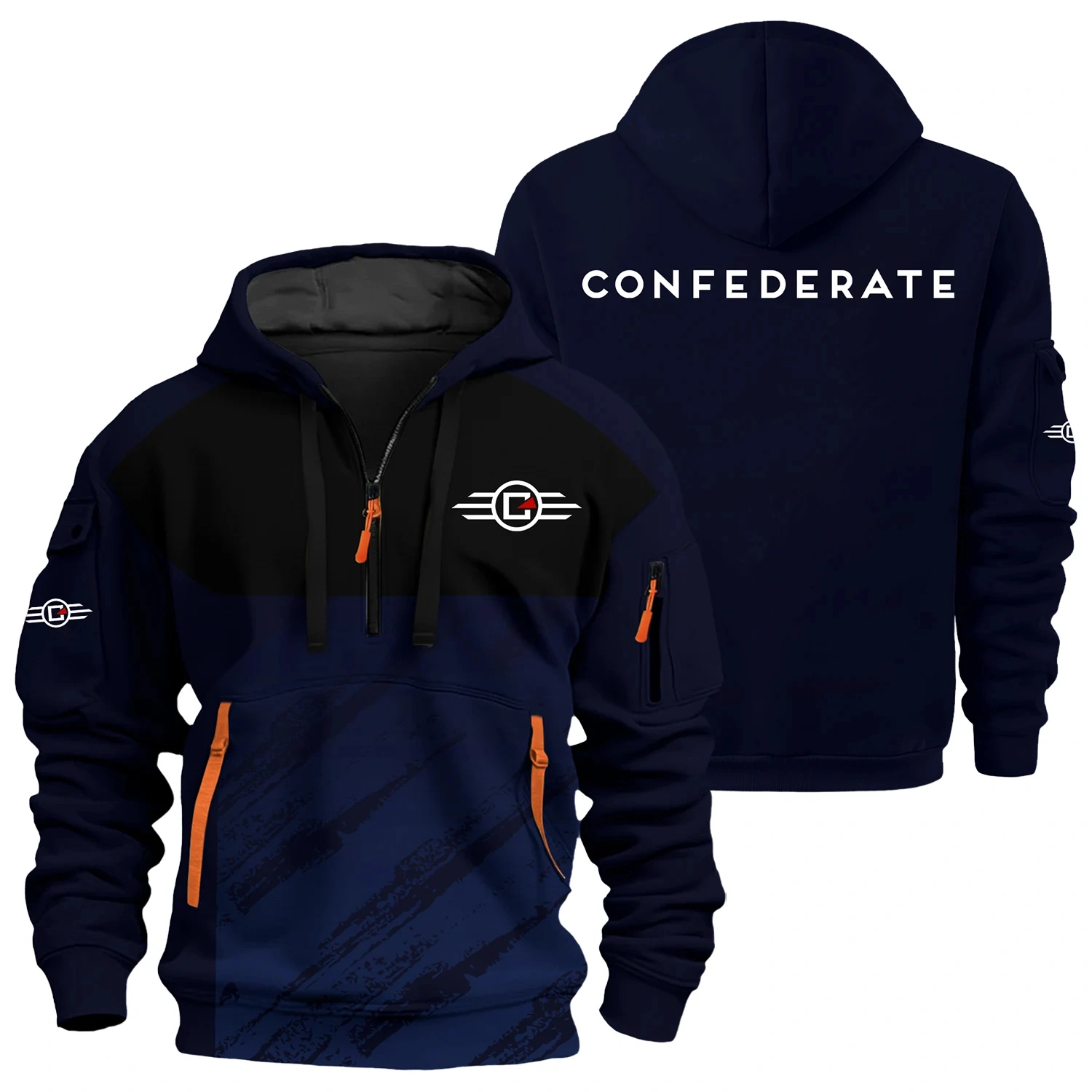 Confederate Motors Exclusive Logo Half Zipper Hoodie OSMTBHHZ3D121104CMZ – Confederate Motors Hoodie