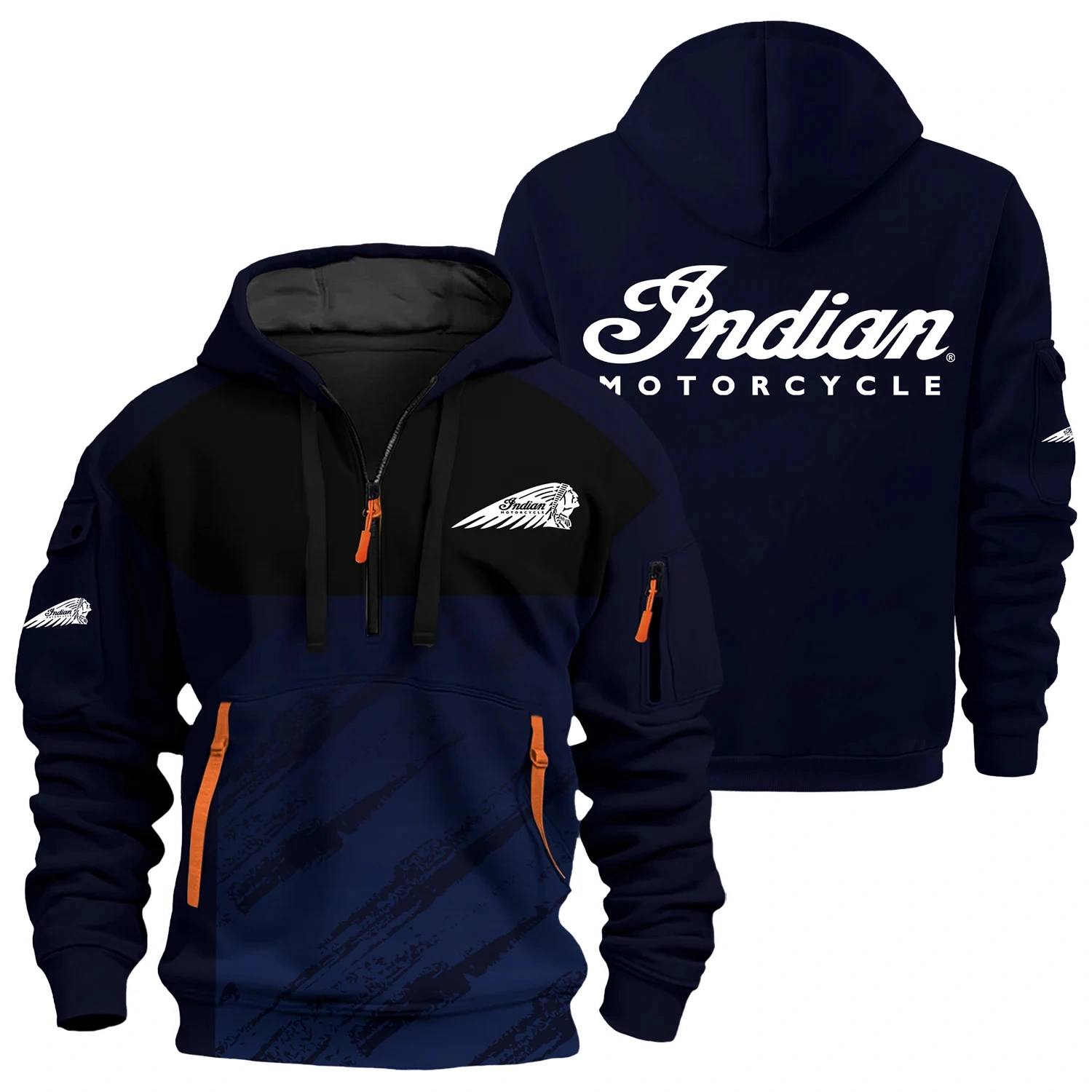 Indian Motorcycle Exclusive Logo Half Zipper Hoodie OSMTBHHZ3D121104IMZ – Indian Motorcycle Hoodie