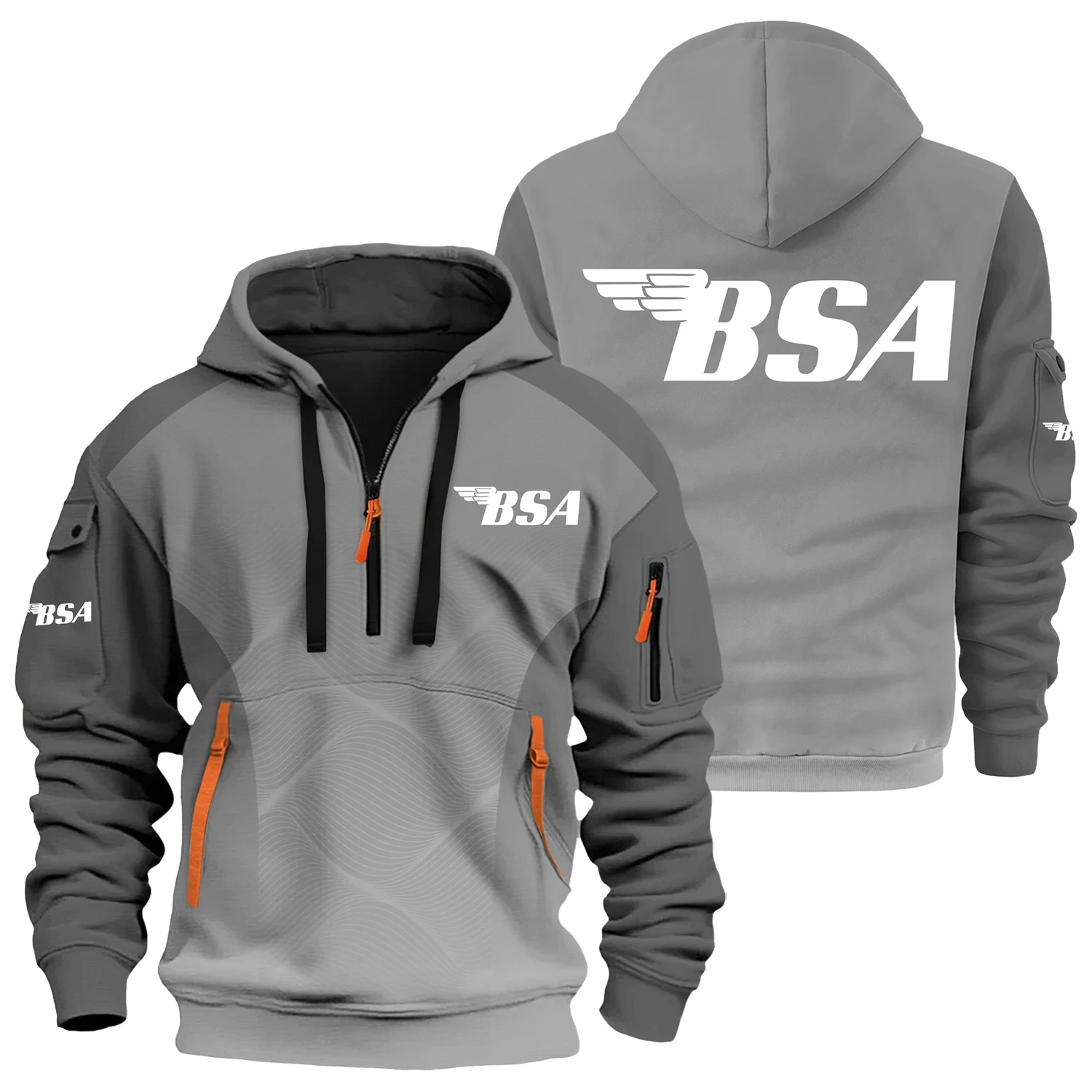 BSA Exclusive Logo Half Zipper Hoodie OSMTBHHZ3D121105BSAZ – BSA Hoodie