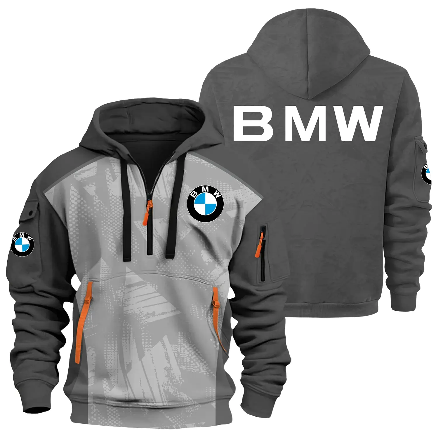 BMW Exclusive Logo Half Zipper Hoodie OSMTBHHZ3D121110BMWZ – BMW Hoodie