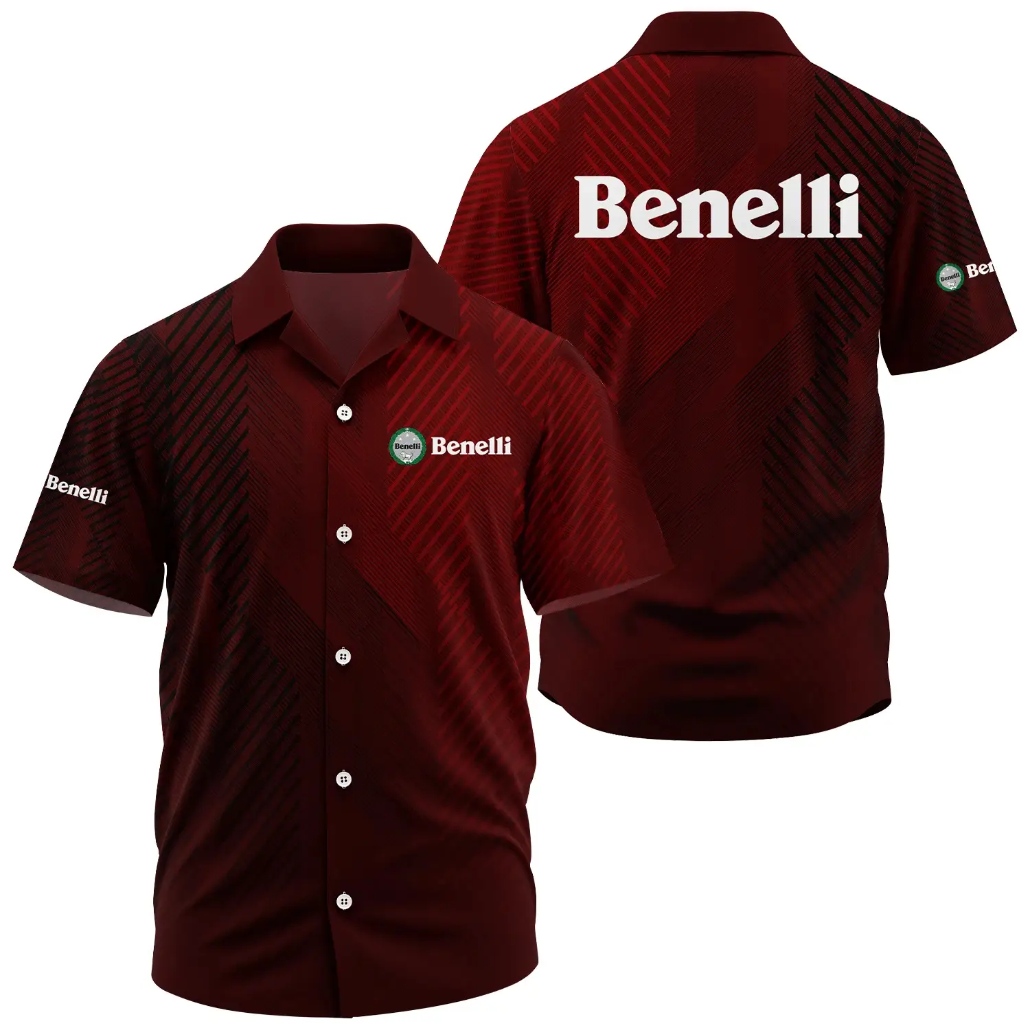 Benelli Exclusive Logo Short Sleeve Camp Collar Shirt OSMTBHWS006BNZ – Benelli Shirt – Benelli Shirt