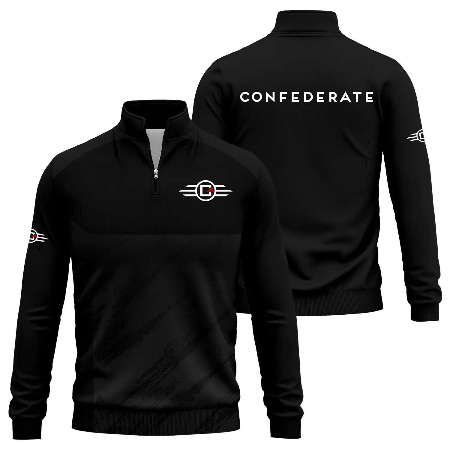 Confederate Motors Exclusive Logo Quarter-Zip Sweatshirt OSMTBQTZ004CMZ – Confederate Motors Sweatshirt – Confederate Motors Sweatshirt