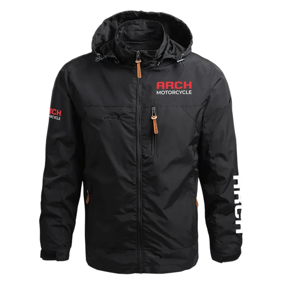 Arch Motorcycle Exclusive Logo Waterproof Outdoor Jacket Detachable Hood OSMTBWOJ1211AMZ – Arch Motorcycle Jacket
