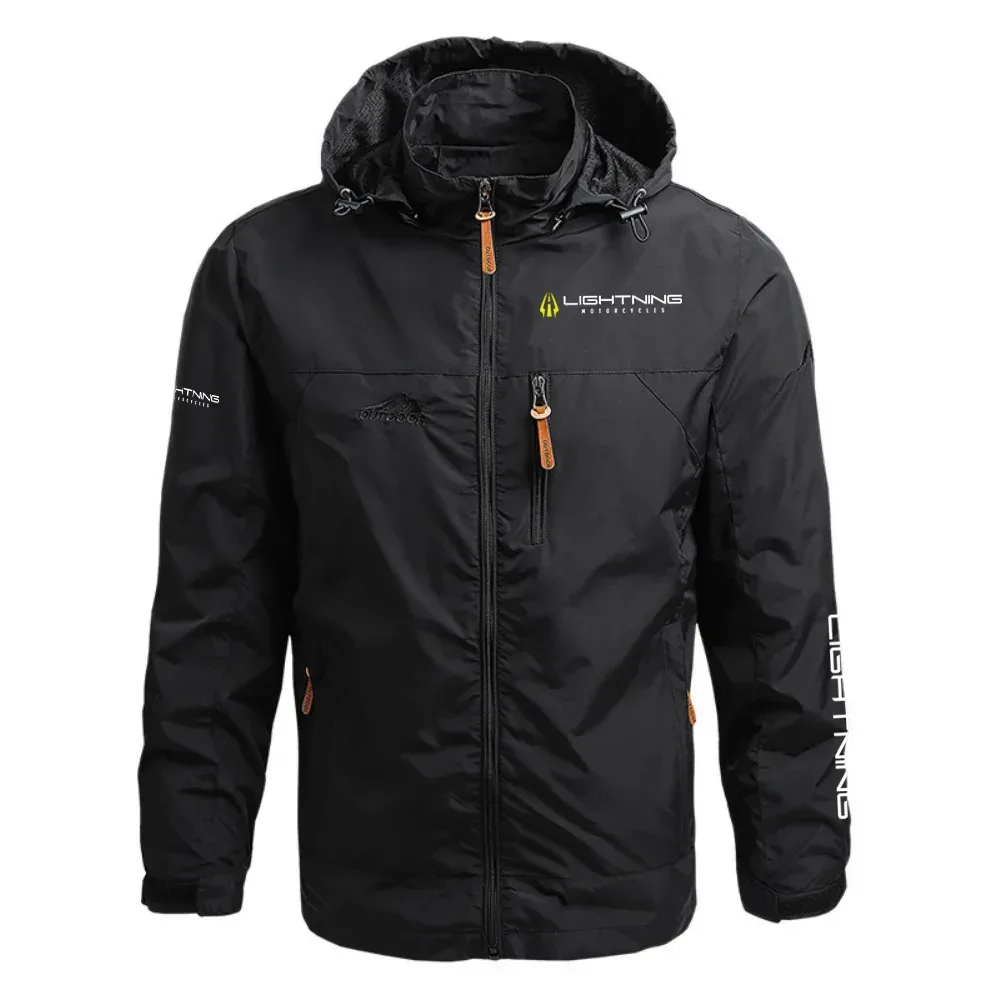 Lightning Motorcycles Exclusive Logo Waterproof Outdoor Jacket Detachable Hood OSMTBWOJ1211LMZ – Lightning Motorcycles Jacket