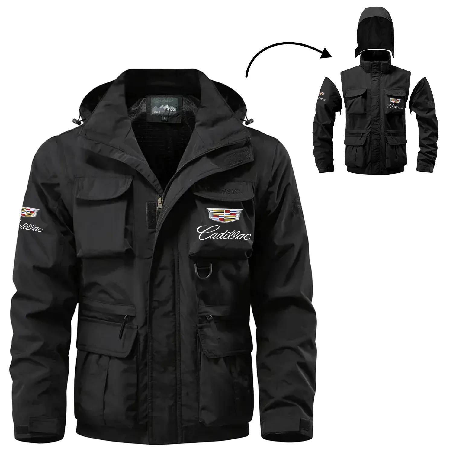 Cadillac Exclusive Logo Waterproof Multi Pocket Jacket Detachable Hood and Sleeves OUFA2MPJ0819CDZ – Cadillac Jacket Cadillac Exclusive Logo Waterproof Multi Pocket Jacket Detachable Hood and Sleeves OUFA2MPJ0819CDZ – Cadillac Jacket