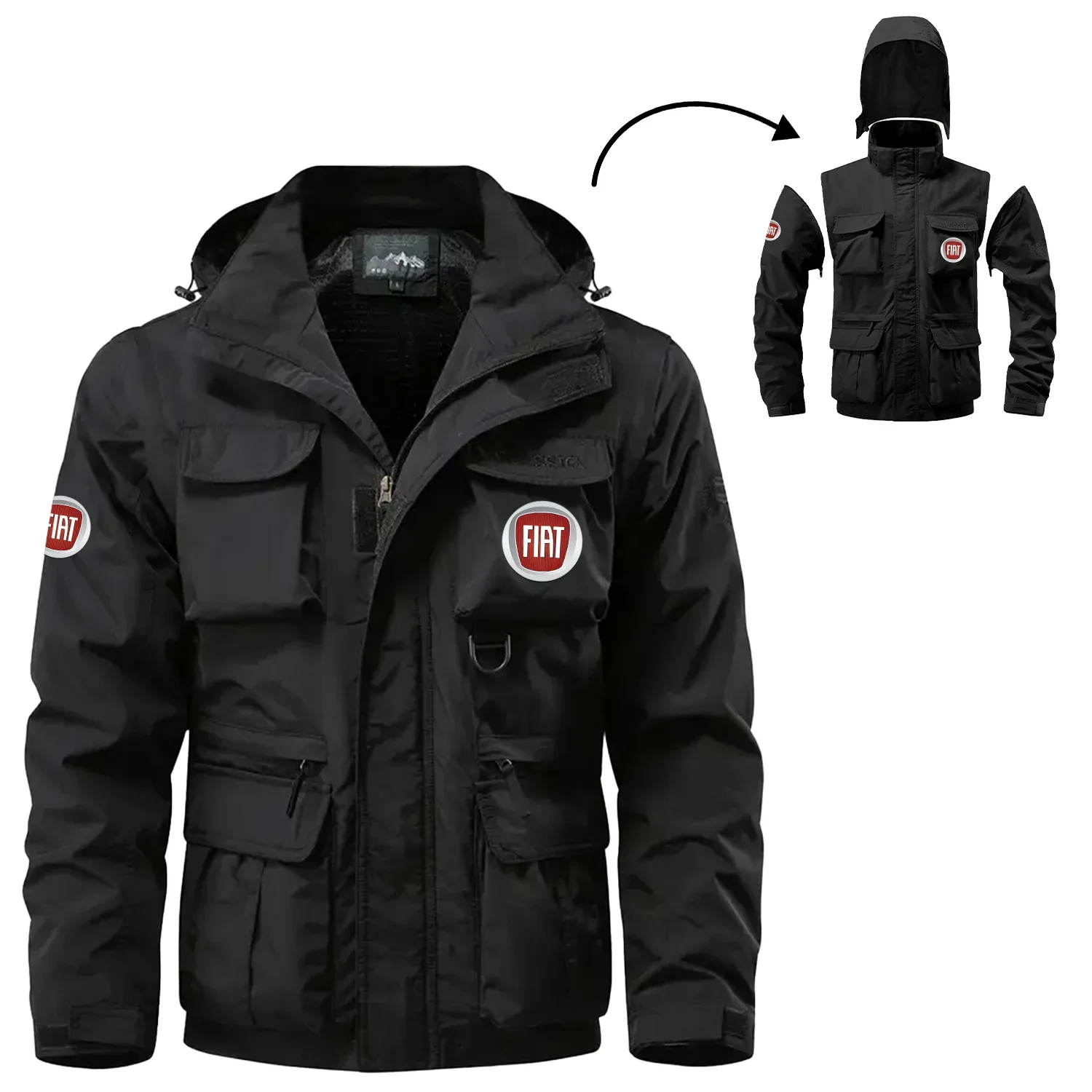 Fiat Exclusive Logo Waterproof Multi Pocket Jacket Detachable Hood and Sleeves OUFA2MPJ0819FTZ – Fiat Jacket