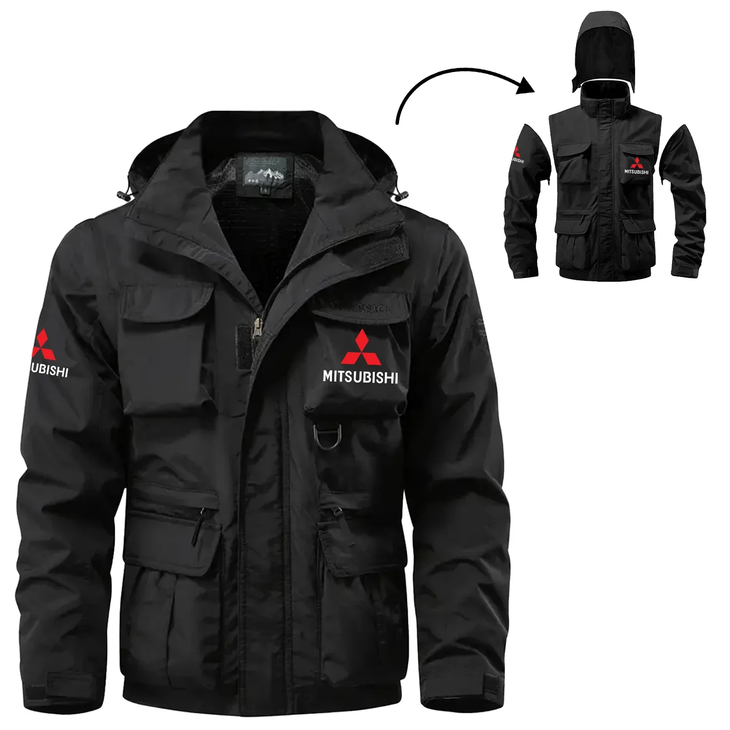 Mitsubishi Exclusive Logo Waterproof Multi Pocket Jacket Detachable Hood and Sleeves OUFA2MPJ0819MSBZ – Mitsubishi Jacket Mitsubishi Exclusive Logo Waterproof Multi Pocket Jacket Detachable Hood and Sleeves OUFA2MPJ0819MSBZ – Mitsubishi Jacket