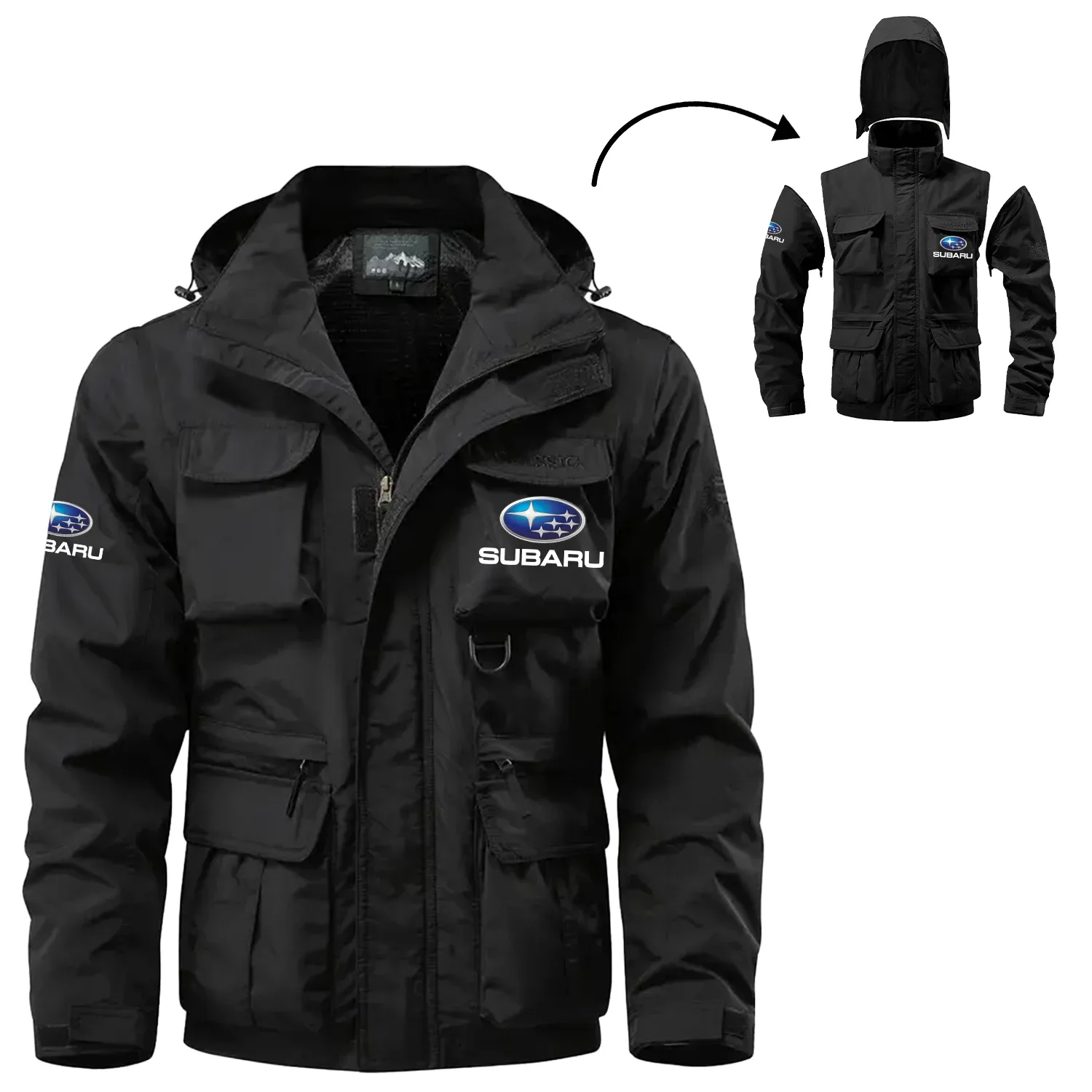 Subaru Exclusive Logo Waterproof Multi Pocket Jacket Detachable Hood and Sleeves OUFA2MPJ0819SUZ – Subaru Jacket