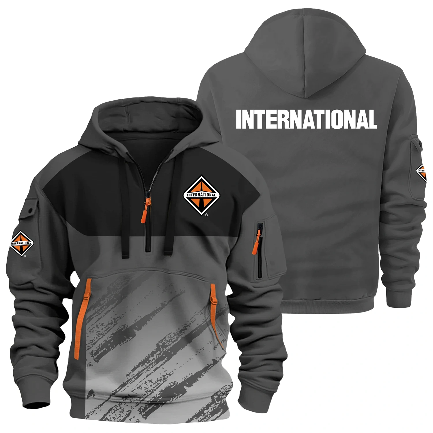International Trucks Exclusive Logo Half Zipper Hoodie OUFAHHZ3D081904INZ – International Trucks Hoodie
