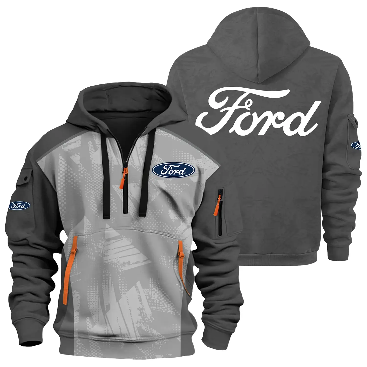 Ford Exclusive Logo Half Zipper Hoodie OUFAHHZ3D081910F1Z – Ford Hoodie