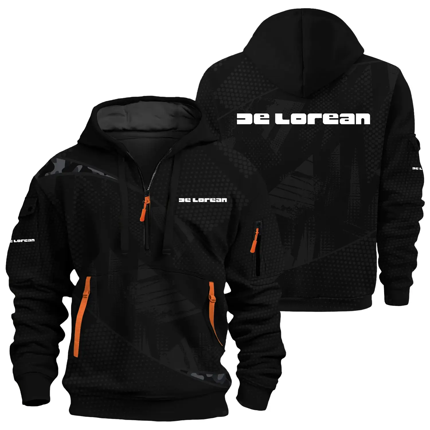 DeLorean Exclusive Logo Half Zipper Hoodie OUFAHHZ3D081912DLZ – DeLorean Hoodie DeLorean Exclusive Logo Half Zipper Hoodie OUFAHHZ3D081912DLZ – DeLorean Hoodie