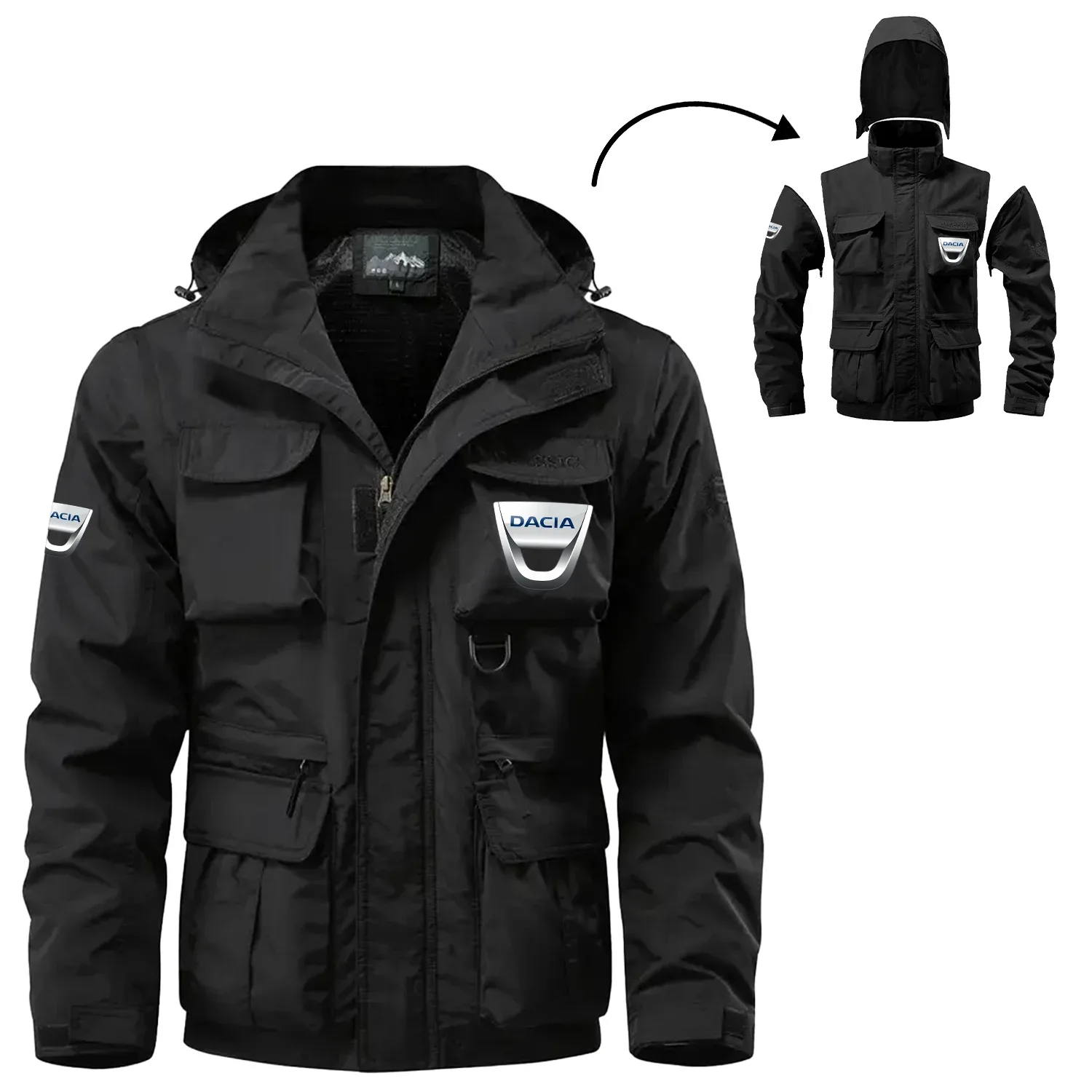 Dacia Exclusive Logo Waterproof Multi Pocket Jacket Detachable Hood and Sleeves OUFAMPJ2905DACZ – Dacia Jacket