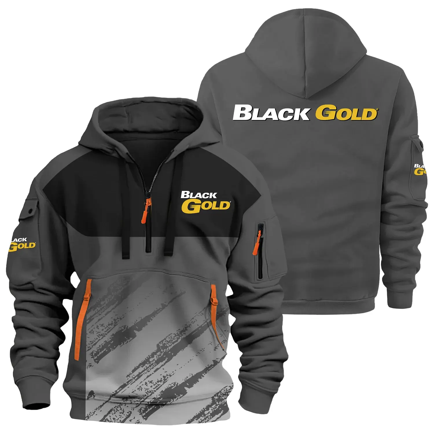 Black Gold Sights Exclusive Logo Half Zipper Hoodie OUHU3DHHZ04BDZ – Black Gold Sights Hoodie