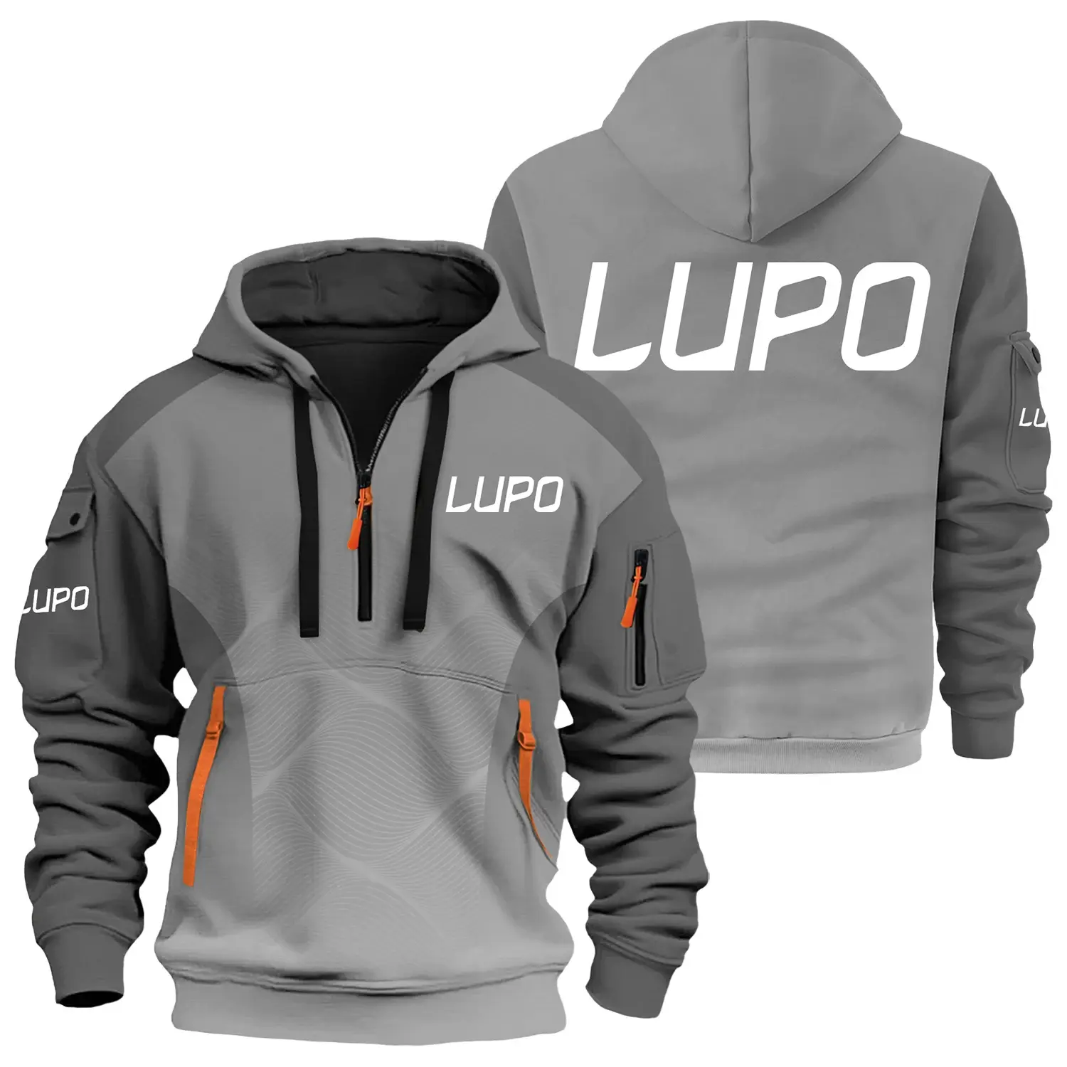 Lupo by Benelli Exclusive Logo Half Zipper Hoodie OUHU3DHHZ05LBZ – Lupo by Benelli Hoodie