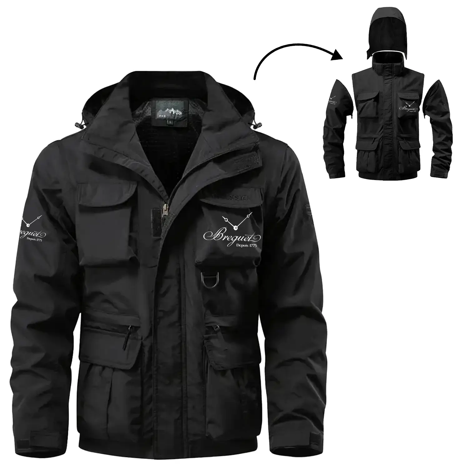 Breguet Exclusive Logo Waterproof Multi Pocket Jacket Detachable Hood and Sleeves OUWCMPJ0805BGZ – Breguet Jacket