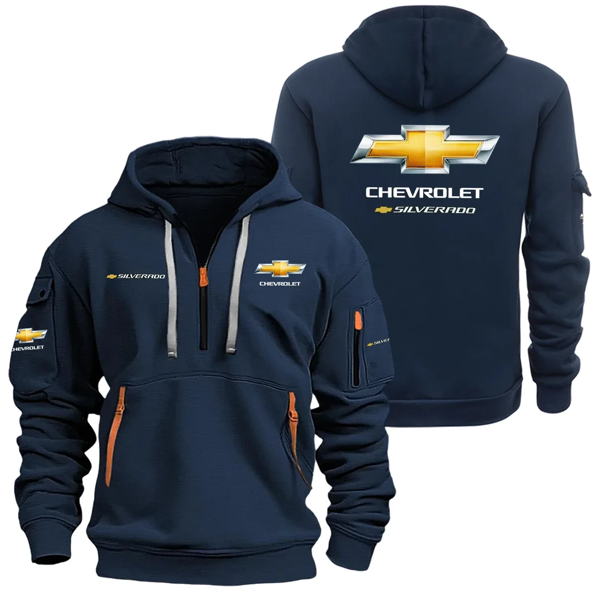 Chevrolet Silverado Half Zipper Hoodie SNOVHHZ25CESIL – Chevrolet Silverado Hoodie