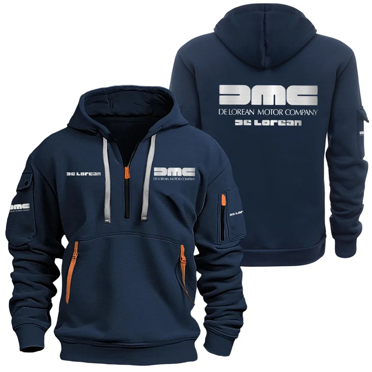 DeLorean DMC-12 Half Zipper Hoodie SNOVHHZ25DLDMC – DeLorean DMC-12 Hoodie