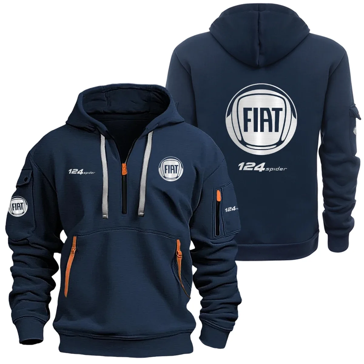 Fiat 124 Spider Half Zipper Hoodie SNOVHHZ25FTSPI – Fiat 124 Spider Hoodie