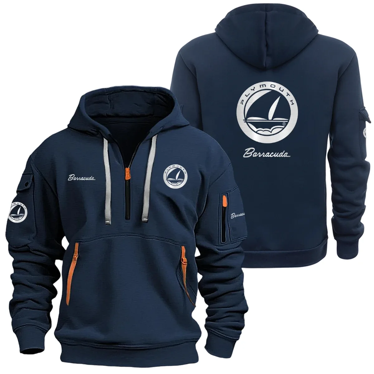 Plymouth Barracuda Half Zipper Hoodie SNOVHHZ25PYBAR – Plymouth Barracuda Hoodie