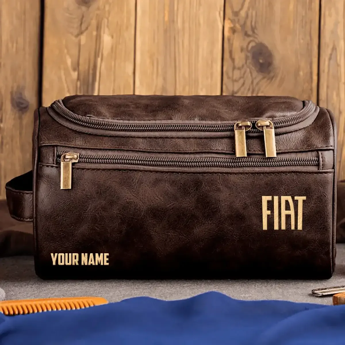 Fiat Exclusive Logo Leather Toiletry Bag OUFALB0819FTZ – Fiat Bag