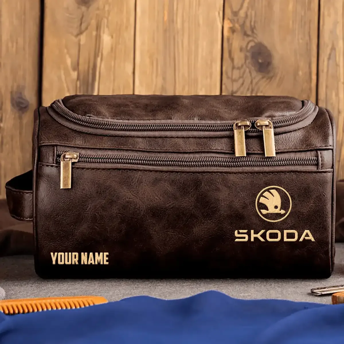 Skoda Exclusive Logo Leather Toiletry Bag OUFALB0819SKOZ – Skoda Bag Skoda Exclusive Logo Leather Toiletry Bag OUFALB0819SKOZ – Skoda Bag