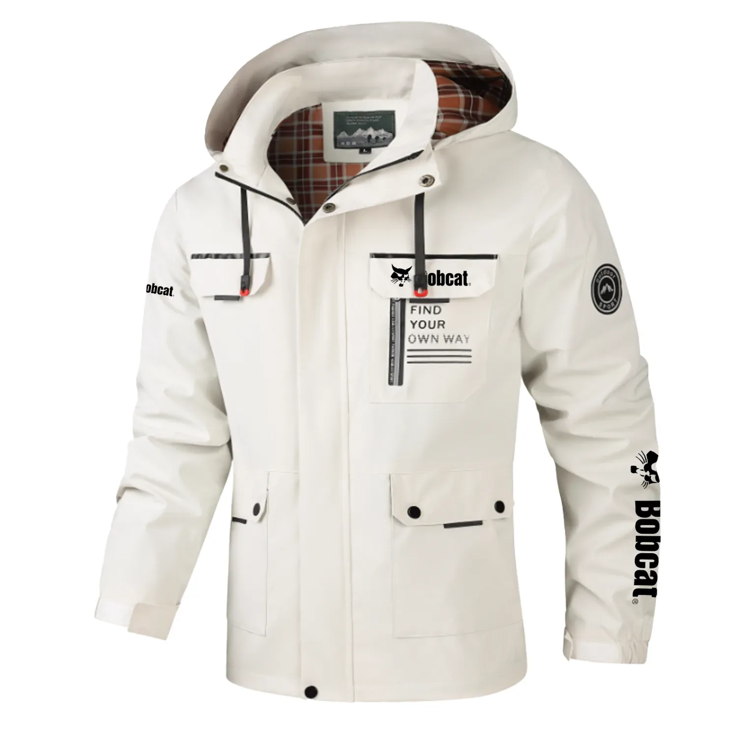 Bobcat Exclusive Logo Multi-Pocket Windbreaker Jacket, Waterproof, Detachable Hood Coat OUFASJ0819BCZ – Bobcat Gift