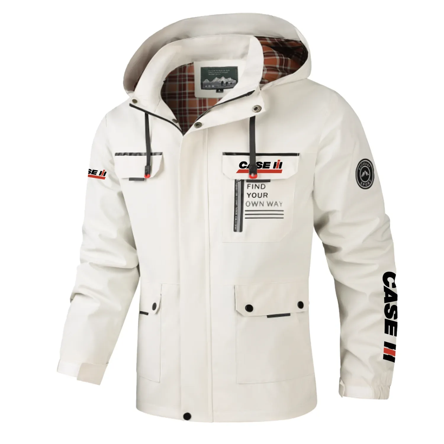 Case IH Exclusive Logo Multi-Pocket Windbreaker Jacket, Waterproof, Detachable Hood Coat OUFASJ0819CIZ – Case IH Gift