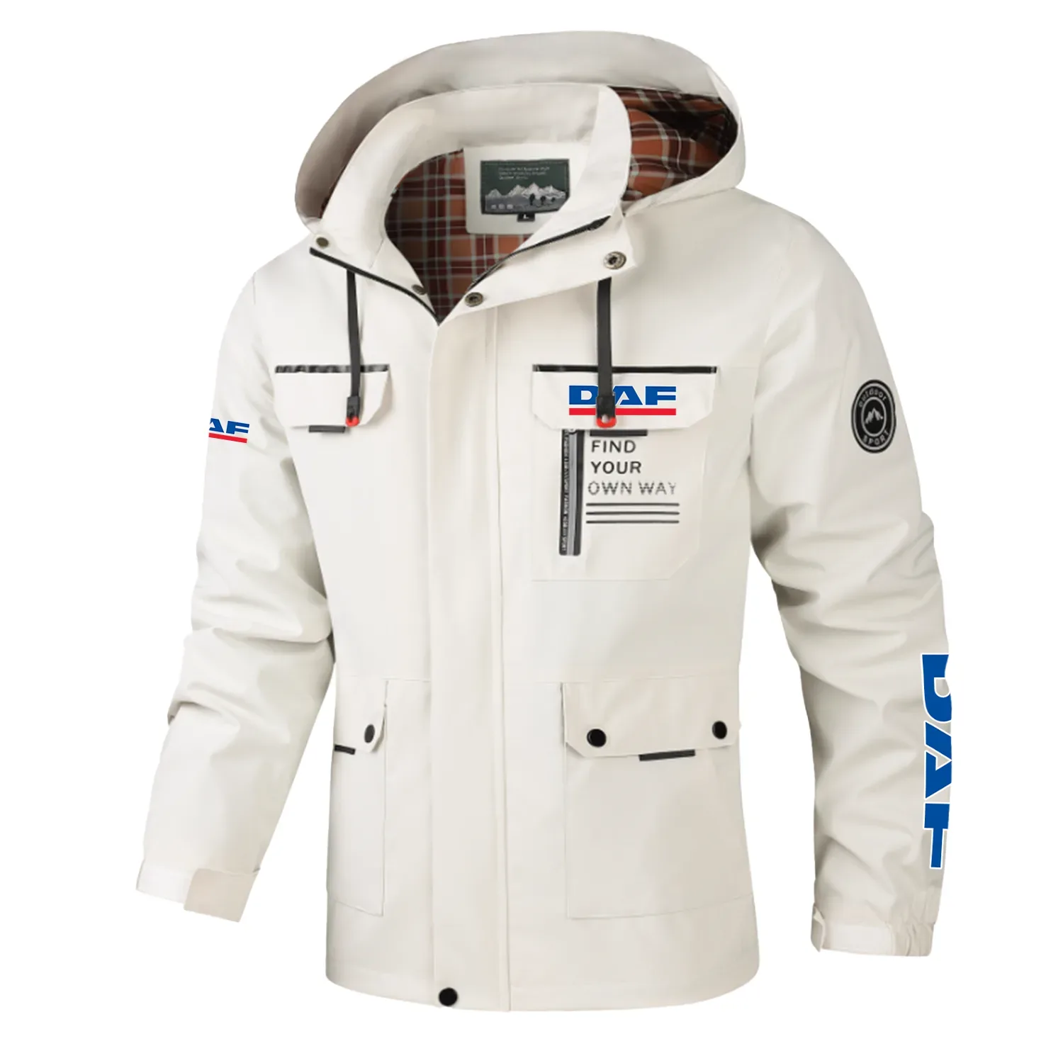 DAF Trucks Exclusive Logo Multi-Pocket Windbreaker Jacket, Waterproof, Detachable Hood Coat OUFASJ0819DAZ – DAF Trucks Gift