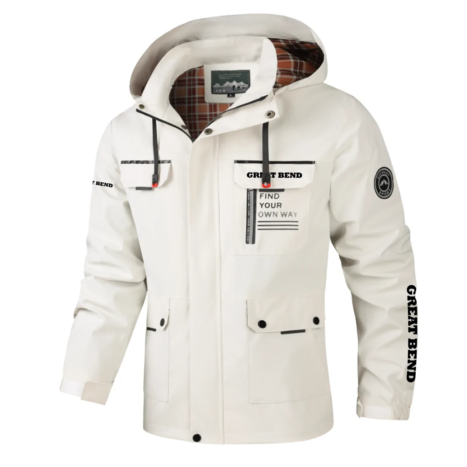 Great Bend Exclusive Logo Multi-Pocket Windbreaker Jacket, Waterproof, Detachable Hood Coat OUFASJ0819GBZ – Great Bend Gift Great Bend Exclusive Logo Multi-Pocket Windbreaker Jacket, Waterproof, Detachable Hood Coat OUFASJ0819GBZ – Great Bend Gift