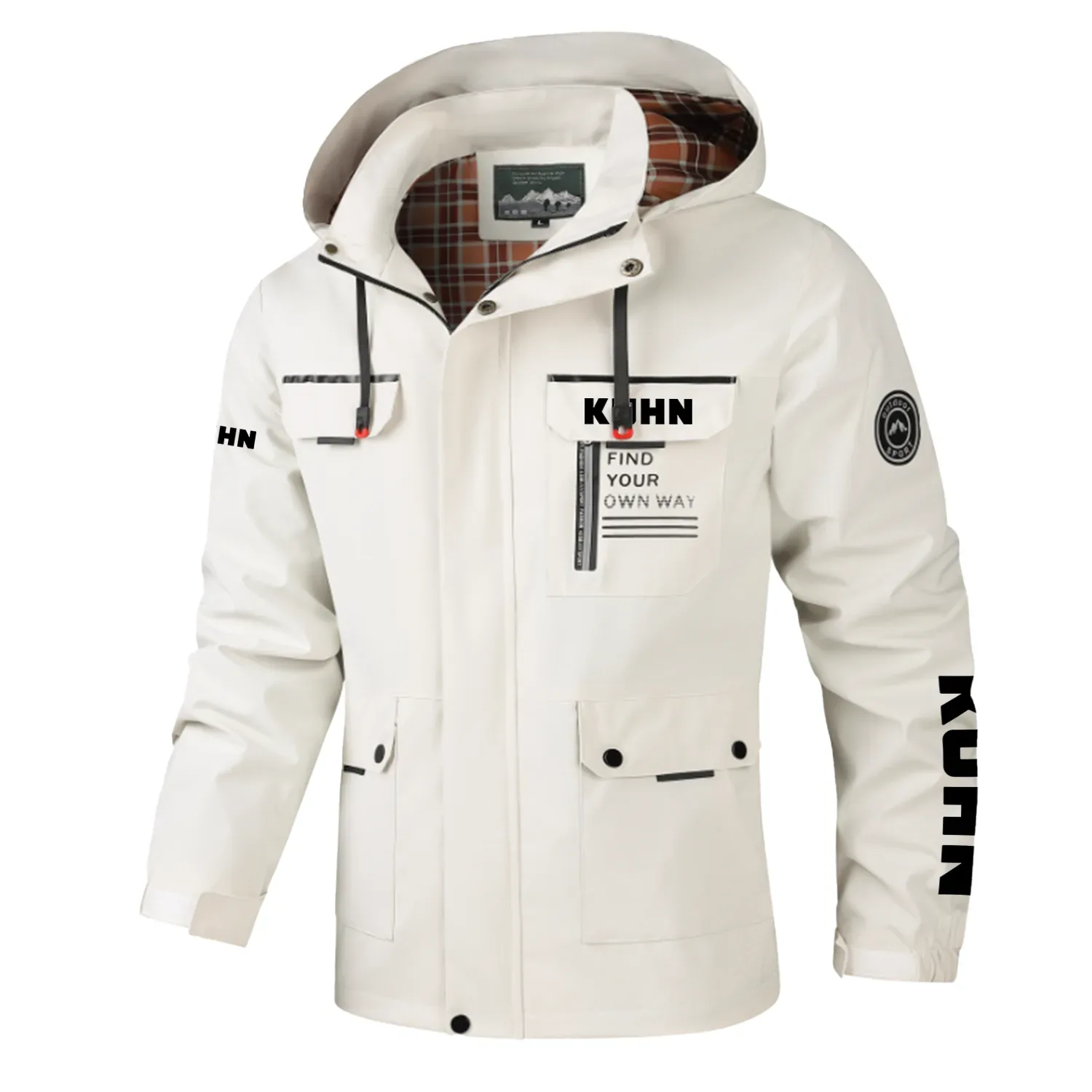 Kuhn Exclusive Logo Multi-Pocket Windbreaker Jacket, Waterproof, Detachable Hood Coat OUFASJ0819KNZ – Kuhn Gift