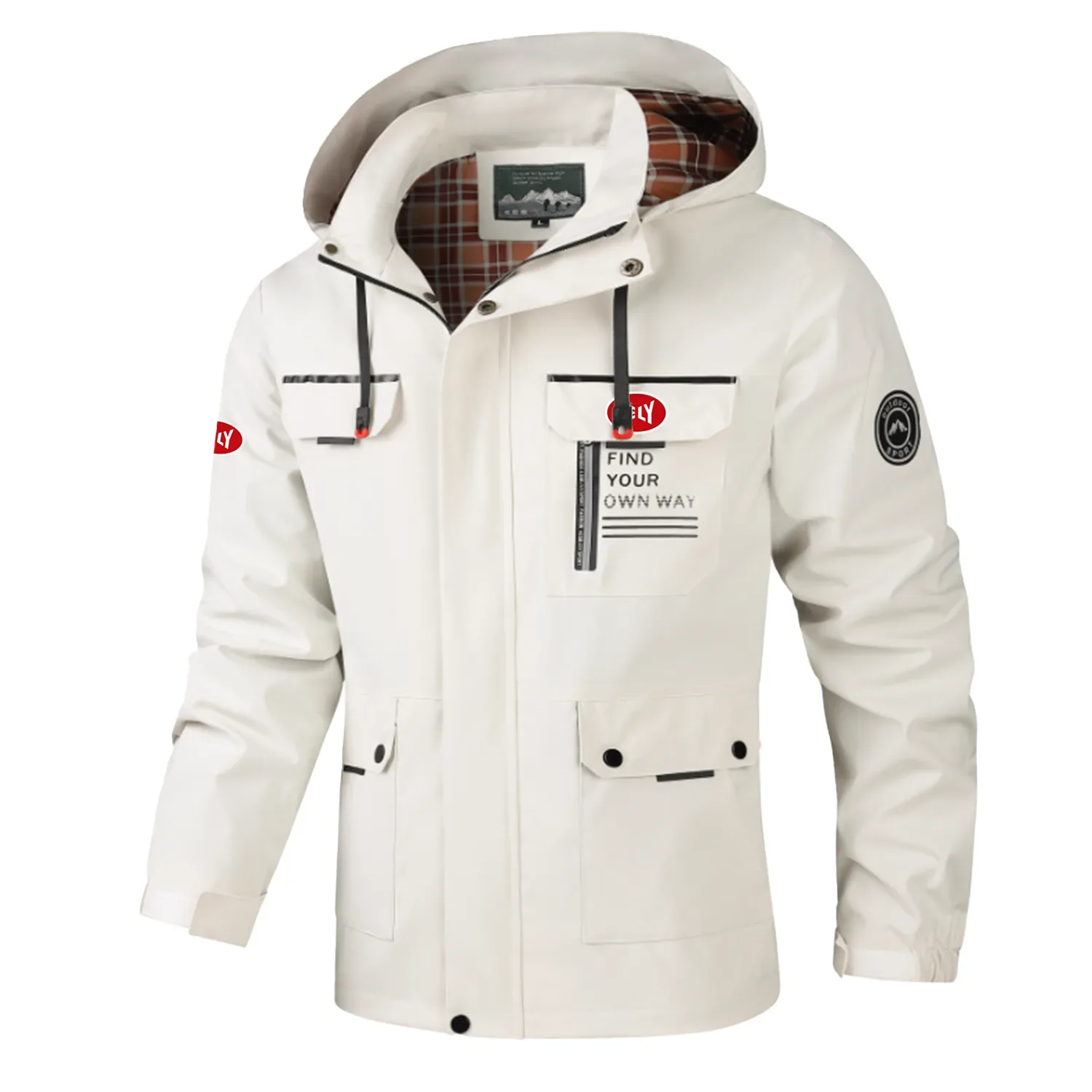 Lely Exclusive Logo Multi-Pocket Windbreaker Jacket, Waterproof, Detachable Hood Coat OUFASJ0819LLZ – Lely Gift