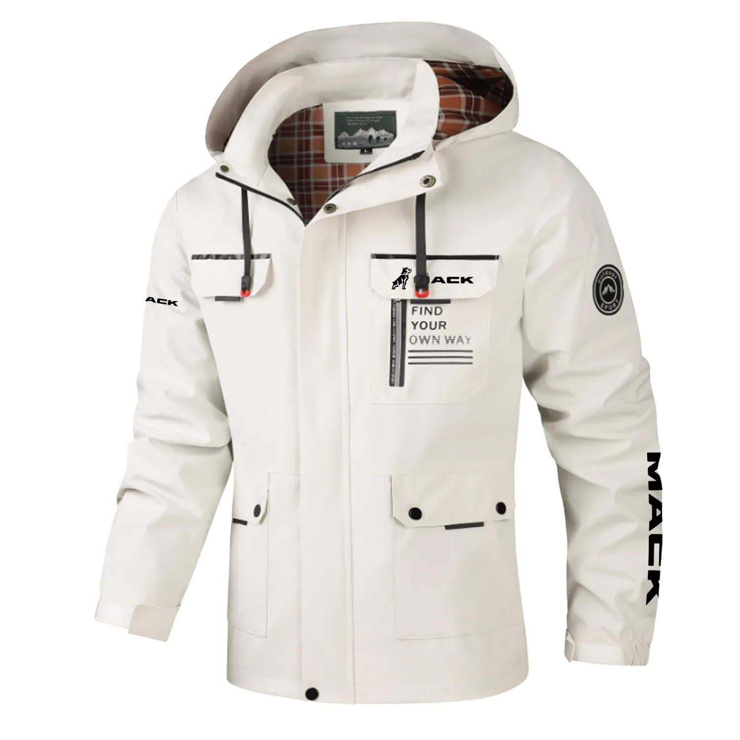Mack Trucks Exclusive Logo Multi-Pocket Windbreaker Jacket, Waterproof, Detachable Hood Coat OUFASJ0819MTZ – Mack Trucks Gift