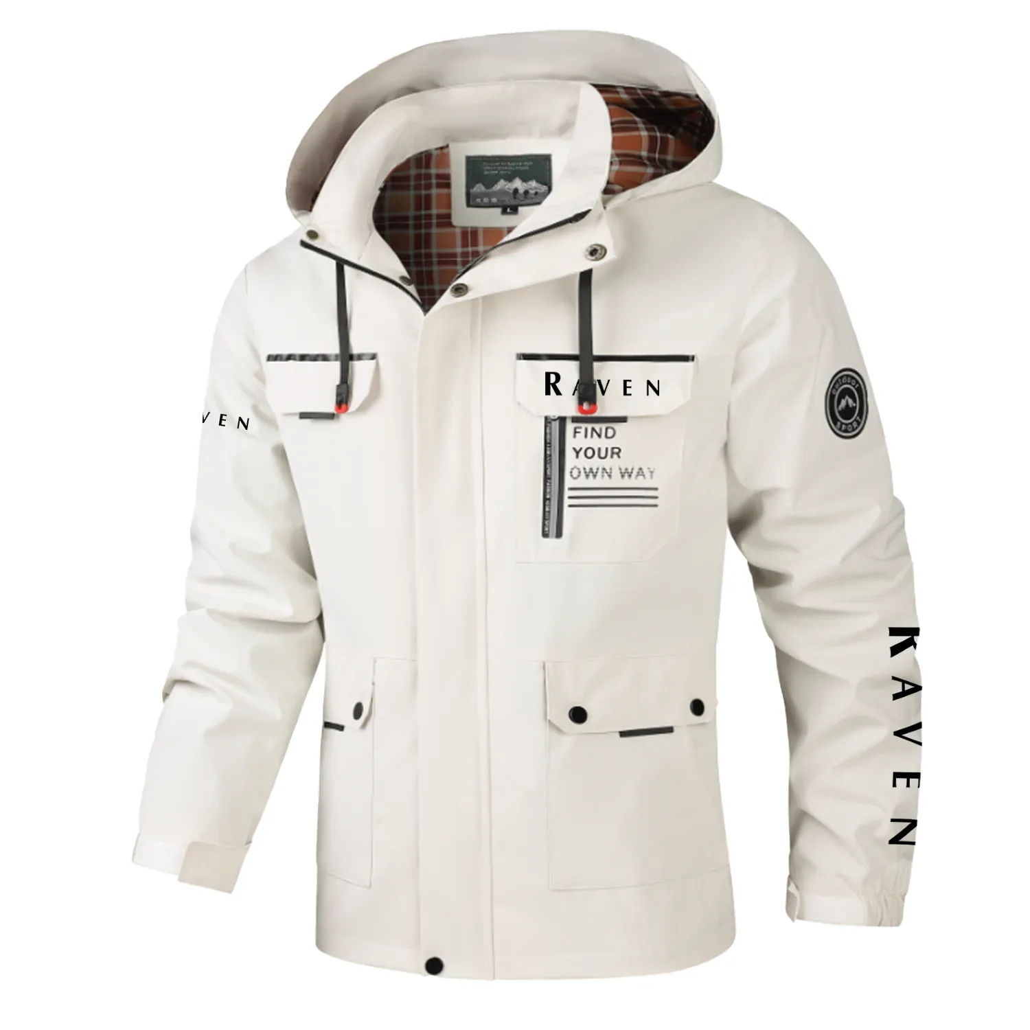 Raven Industries Exclusive Logo Multi-Pocket Windbreaker Jacket, Waterproof, Detachable Hood Coat OUFASJ0819RIZ – Raven Industries Gift