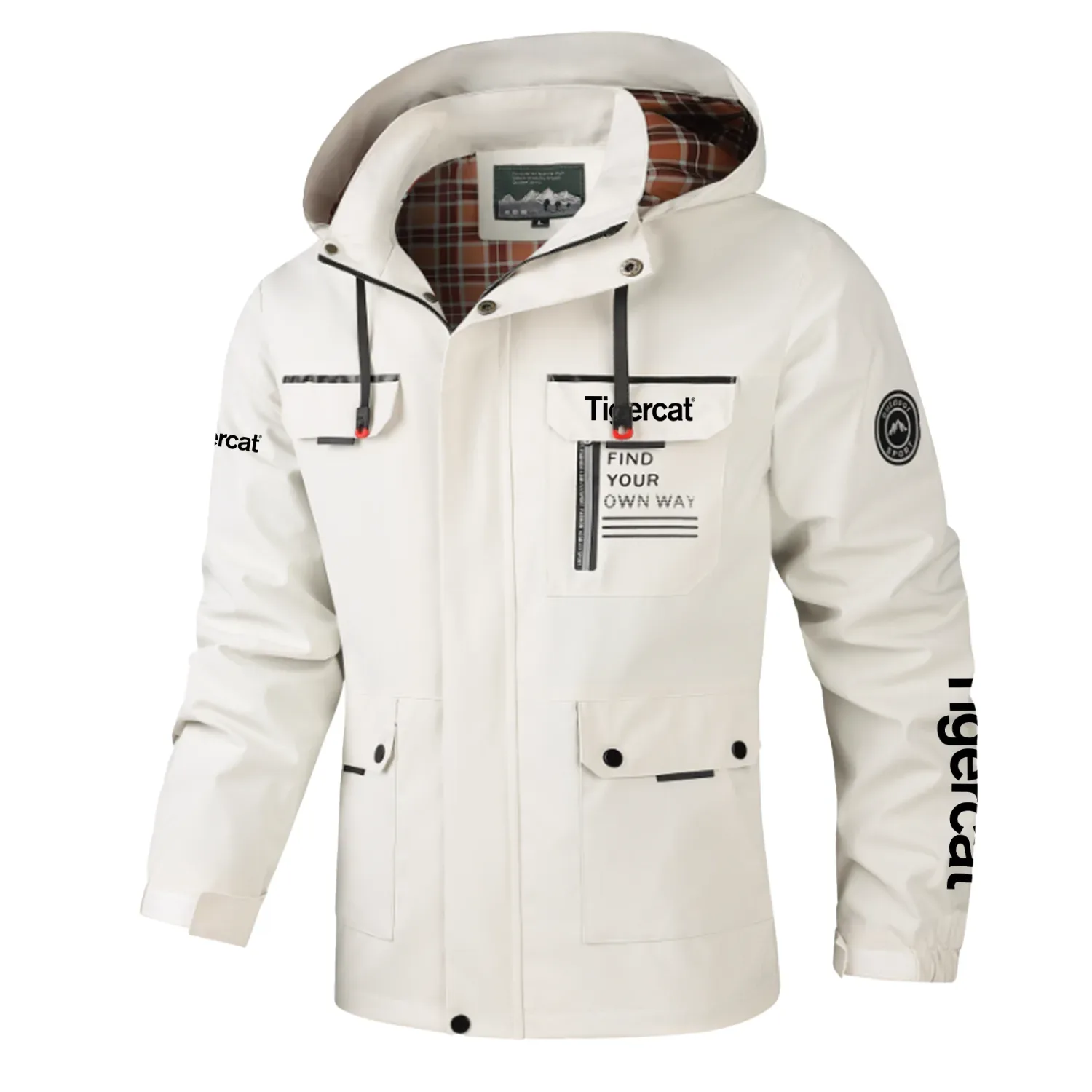 Tigercat Exclusive Logo Multi-Pocket Windbreaker Jacket, Waterproof, Detachable Hood Coat OUFASJ0819TRZ – Tigercat Gift