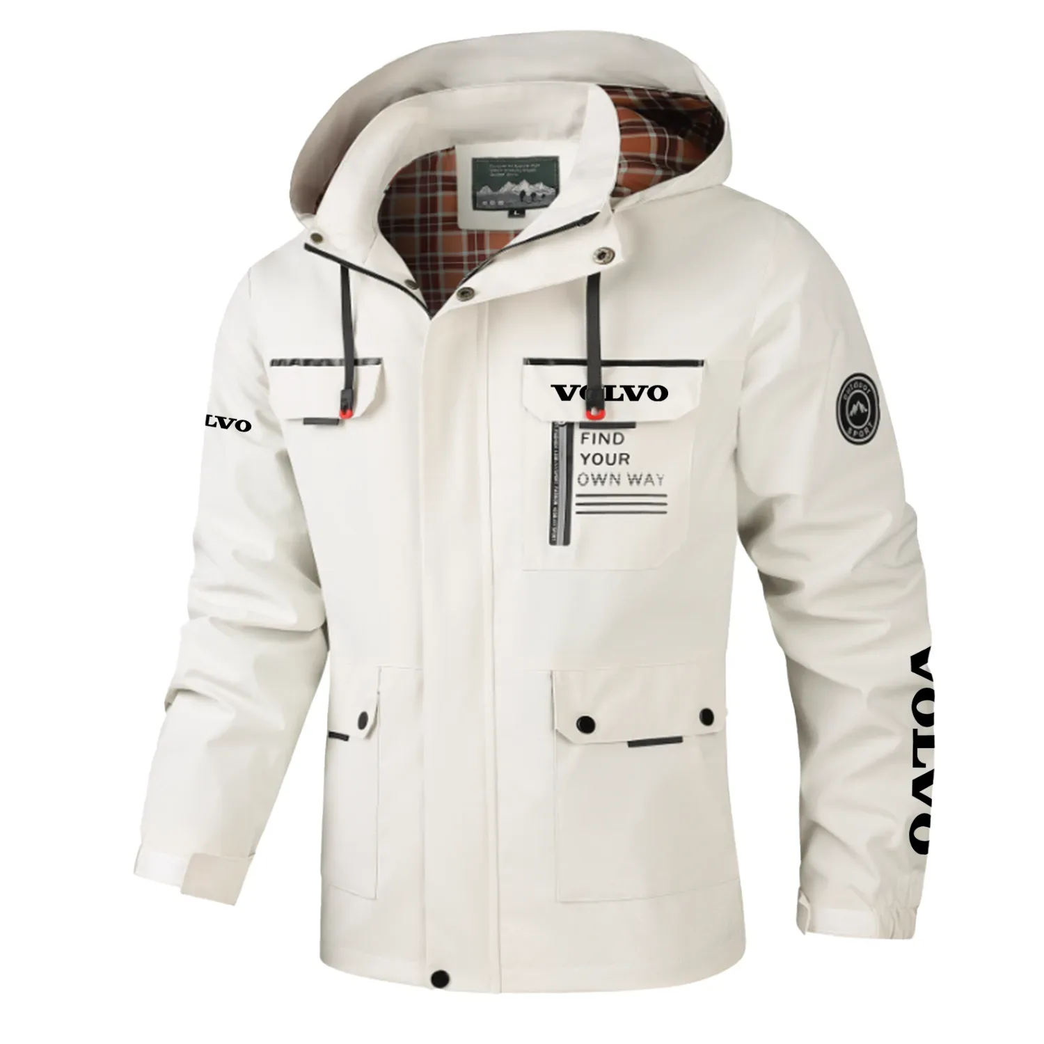 Volvo Exclusive Logo Multi-Pocket Windbreaker Jacket, Waterproof, Detachable Hood Coat OUFASJ0819VOZ – Volvo Gift