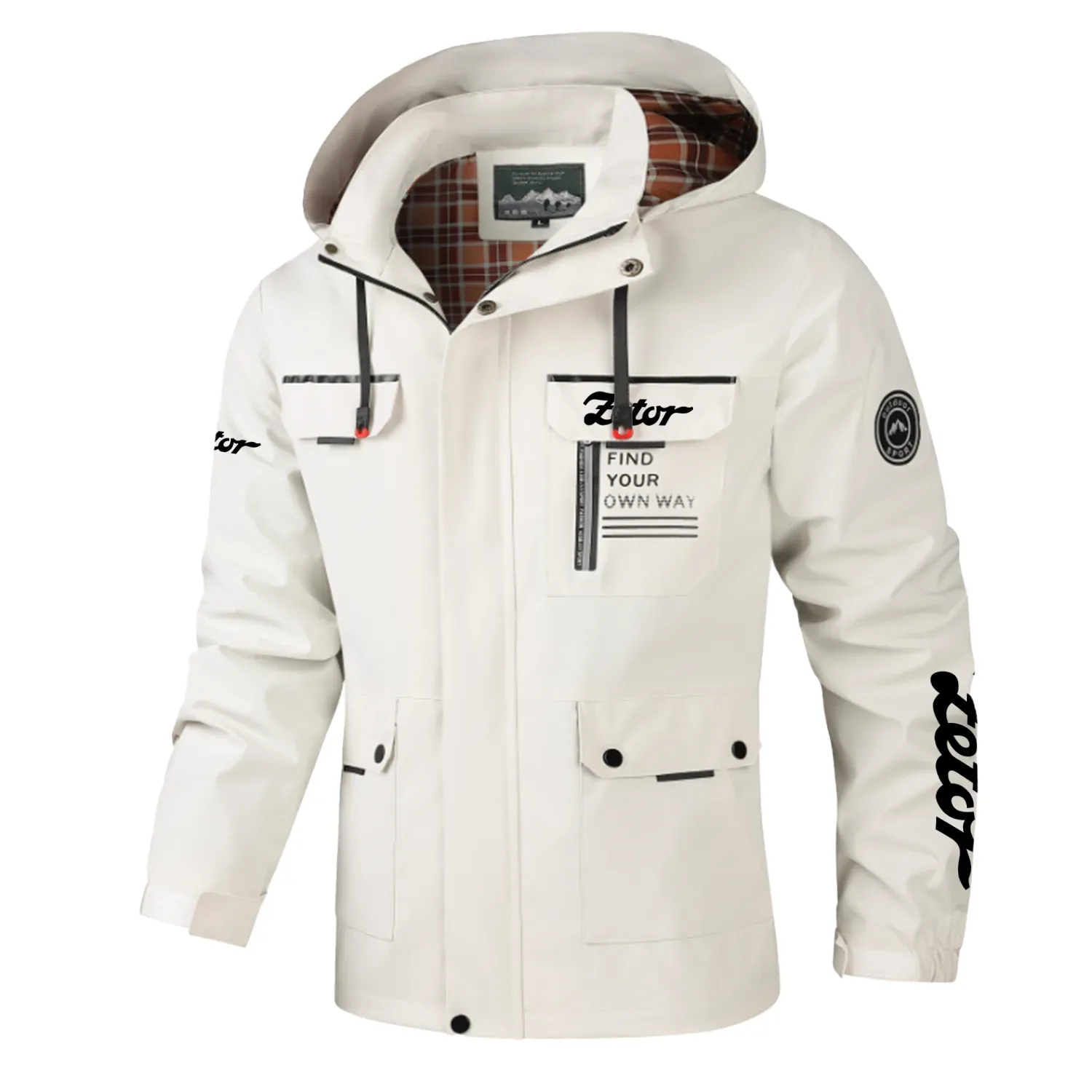 Zetor Exclusive Logo Multi-Pocket Windbreaker Jacket, Waterproof, Detachable Hood Coat OUFASJ0819ZTZ – Zetor Gift