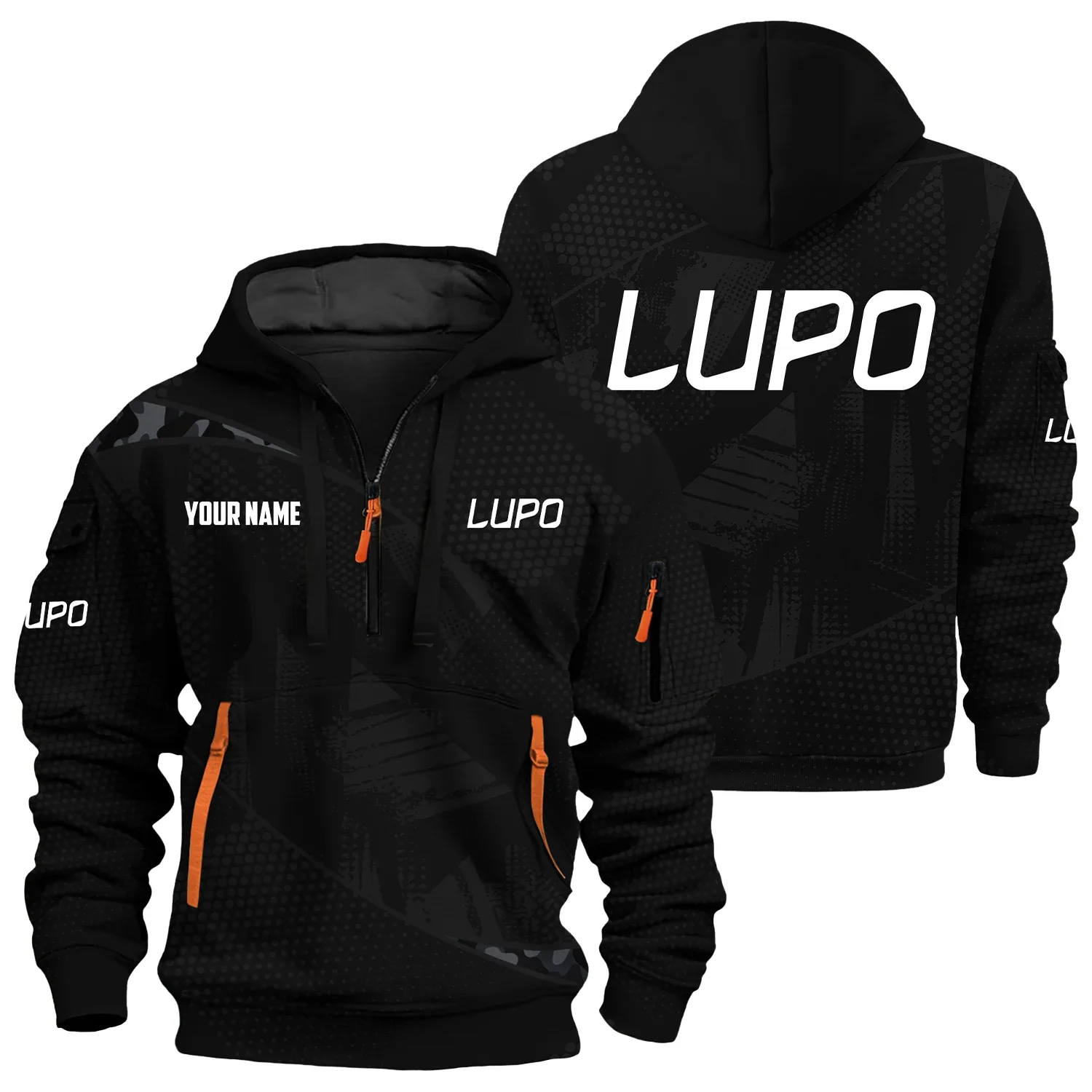 Lupo by Benelli Exclusive Hoodie Half Zipper OUHU3DHHZ12LBZ – Lupo by Benelli Hoodie