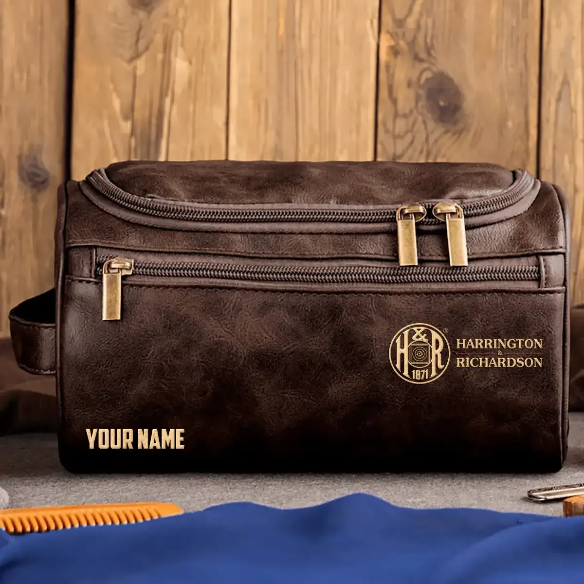 Harrington & Richardson Exclusive Logo Leather Toiletry Bag OUHULB0815HRZ – Harrington & Richardson Bag