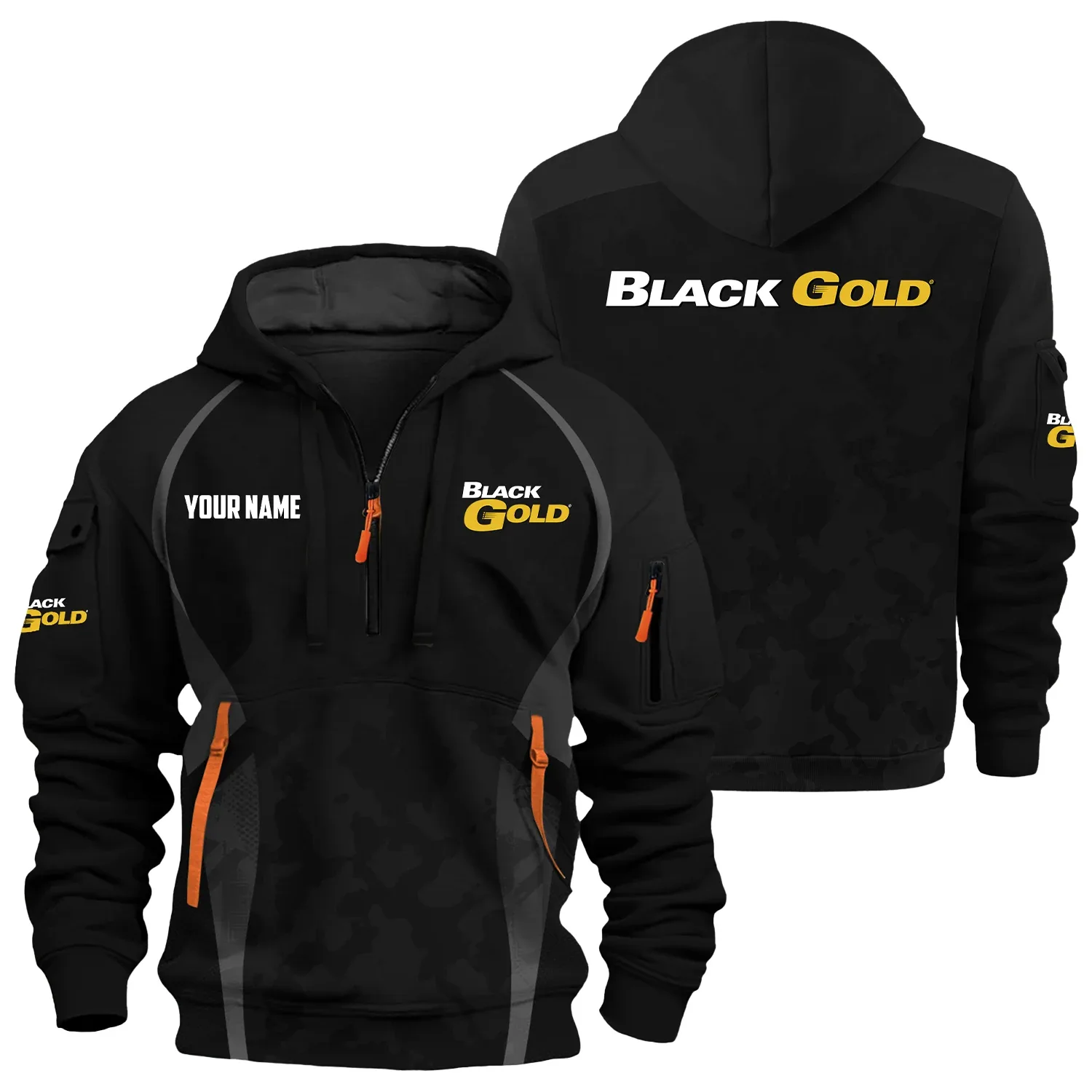 Black Gold Sights Exclusive Hoodie Half Zipper OUHU3DHHZ13BDZ