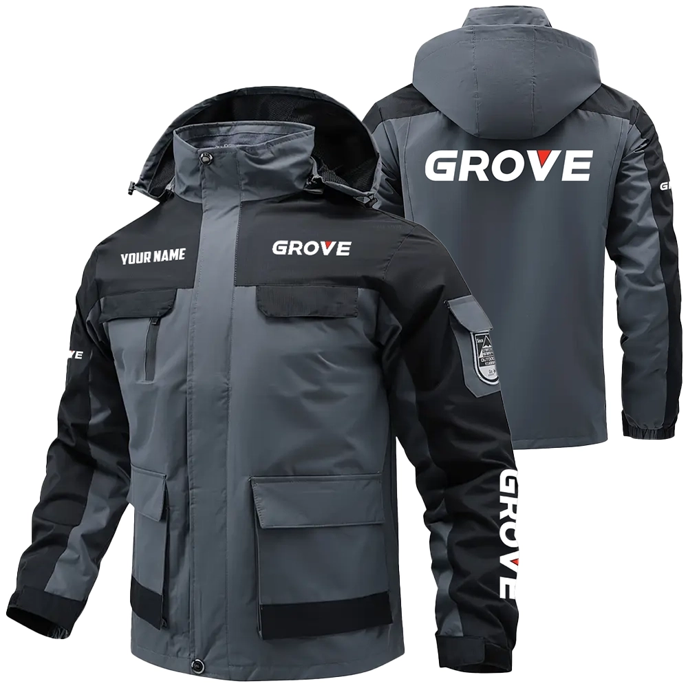 Grove Exclusive Logo Water Resistant Outdoor Jacket Detachable Hood OUFAV203A0819GVZ – Grove Jacket