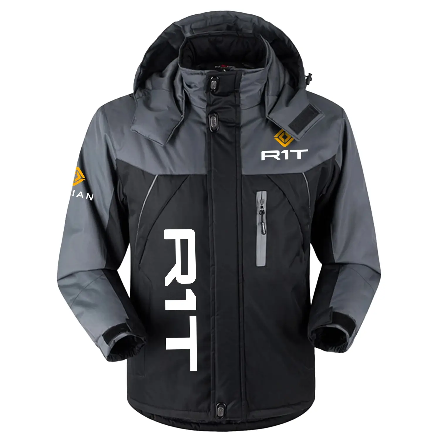 Rivian R1T Exclusive Logo Outdoor Charging Suit Slim Fit Plush Waterproof Windproof Jacket Detachable Hood CARPCS1106RRTZ – Rivian R1T Jacket