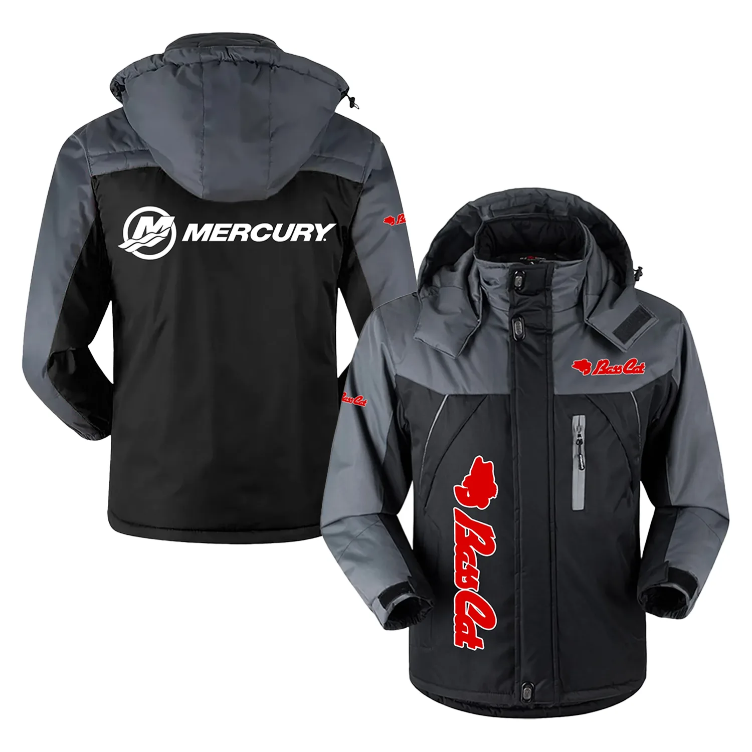 Bass Cat Mercury Exclusive Logo Outdoor Charging Suit Slim Fit Plush Waterproof Windproof Jacket Detachable Hood HCPDPCS1409BCM – Bass Cat Mercury Jacket